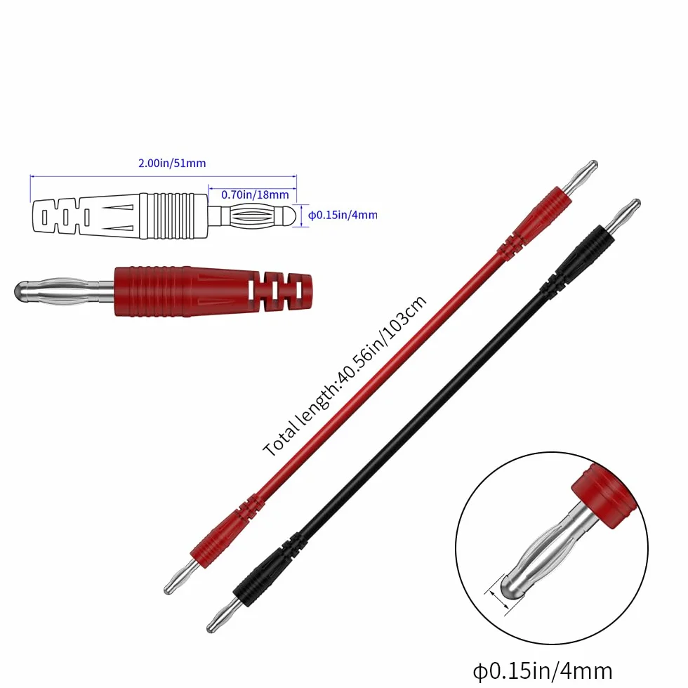 Kit de Sondes de Test Électriques 13pcs 4mm Banana Plug Pinces d'Alligator Isolées