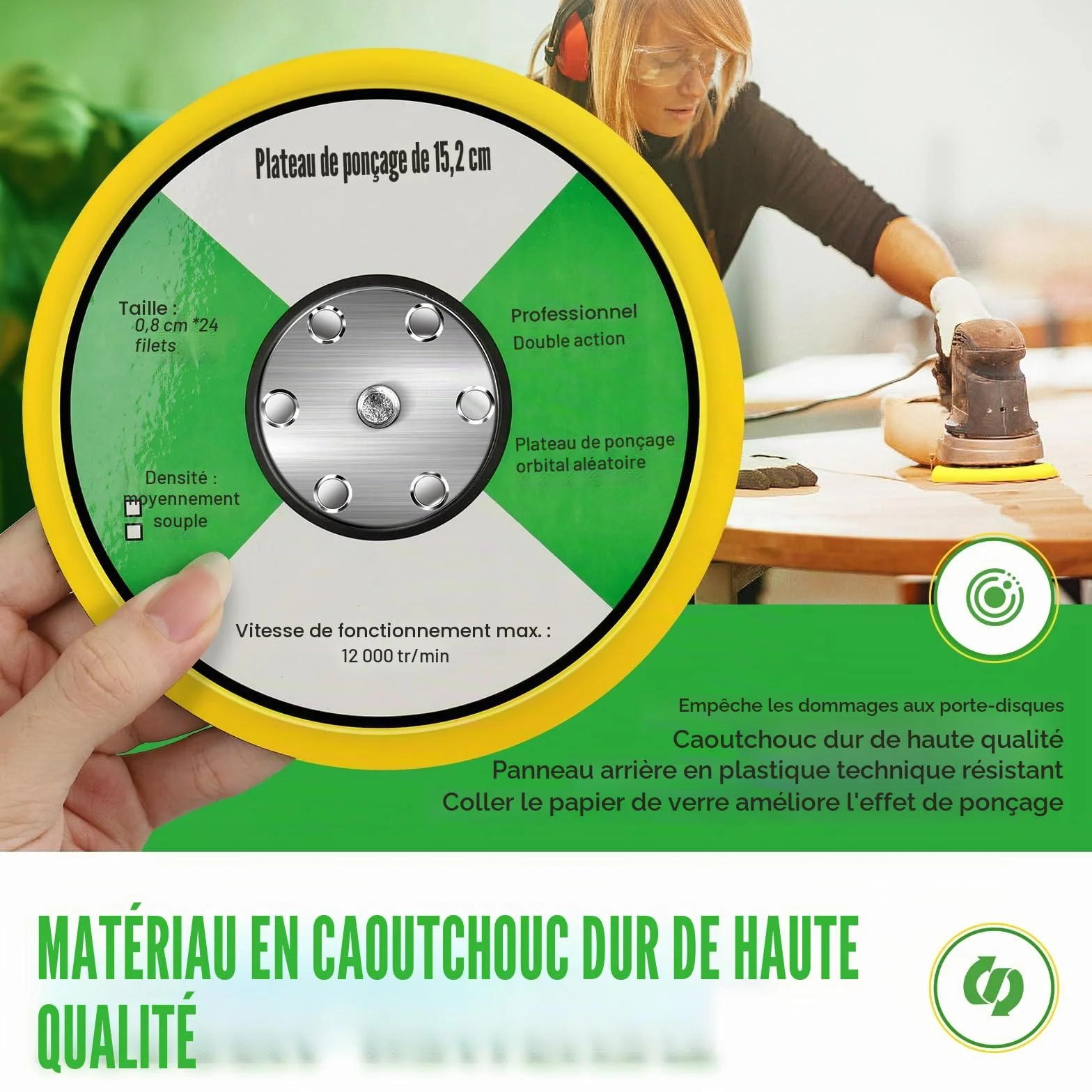 Plateau de support pour ponceuse 150 mm - Support de polissage - Cire - Meuleuse électrique - Outil de ponçage