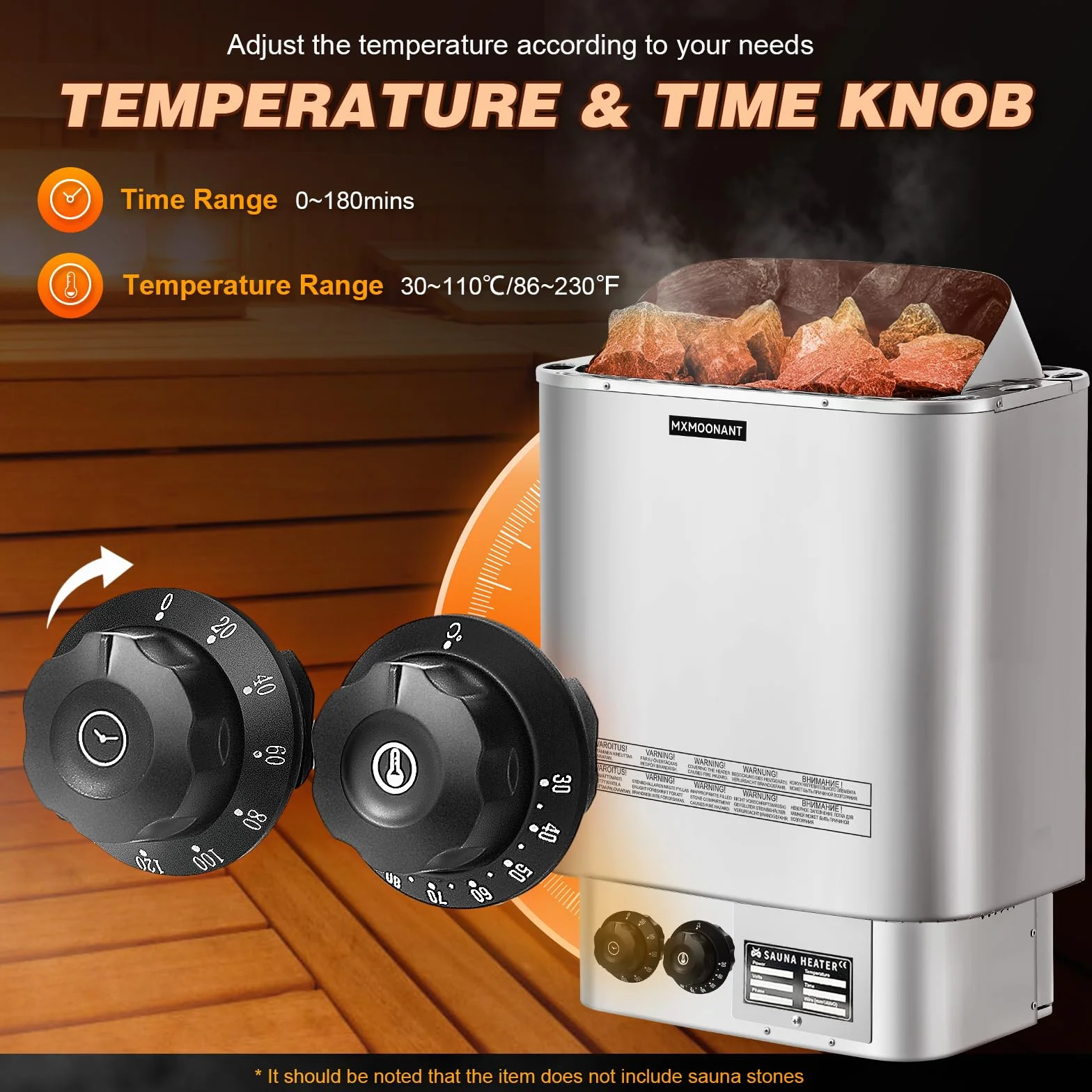 Mxmoonant Poêle Électrique pour Sauna 6KW Max 9 m³ avec Hygrothermographe