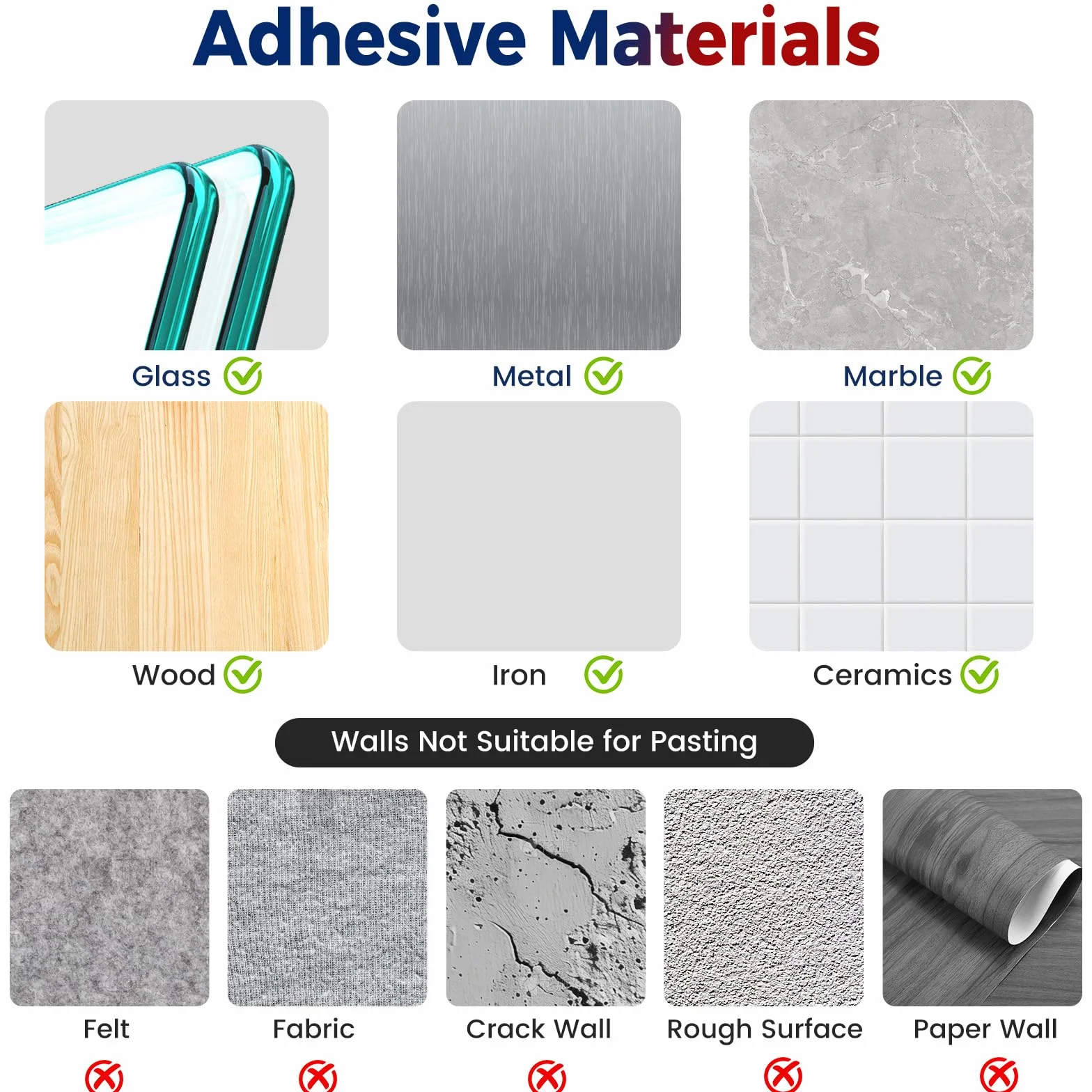 Oderra Crochets Adhesifs Muraux Double Autocollant Solides sans Percer Noir