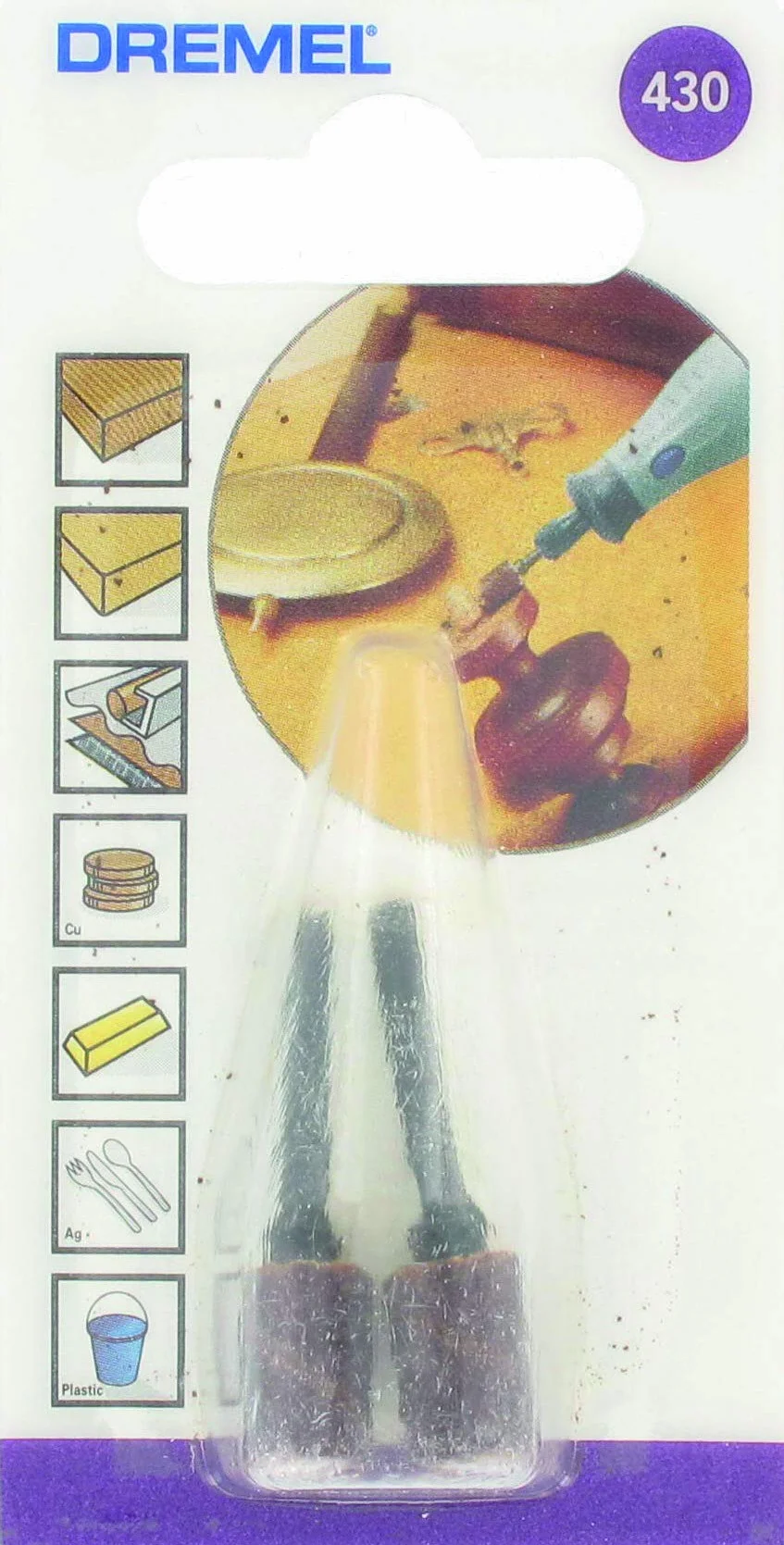 Dremel Mandrins de ponçage Lot de 2 Diamètre 6,4mm Grain 60