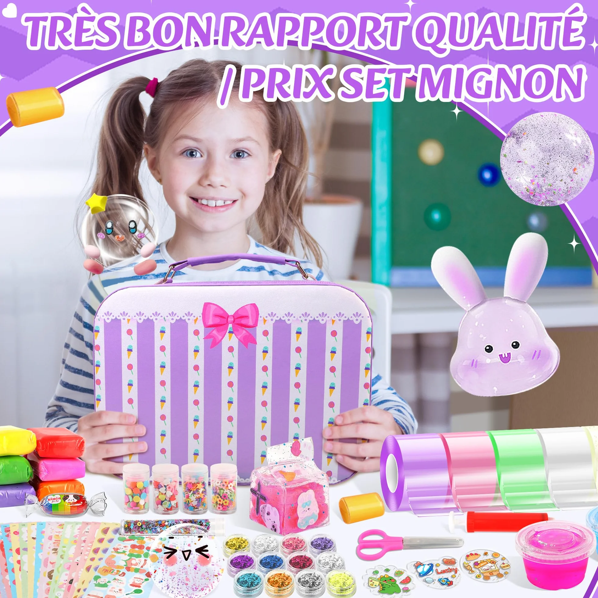 Kit de Bricolage Nano Tape Bubble 106 Pièces avec Paillettes pour Enfants, DIY Craft Kit Cadeaux de Fête