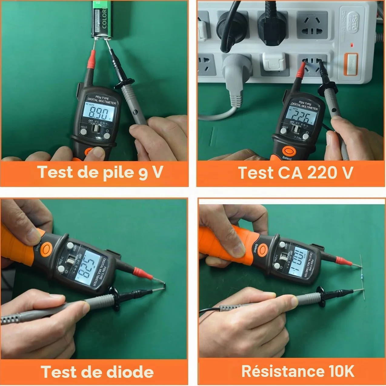 AIOMEST Multimètre Stylo VAT Testeur Électrique AI-38B AC/DC 600V Résistance 20MΩ Test Continuité Diode