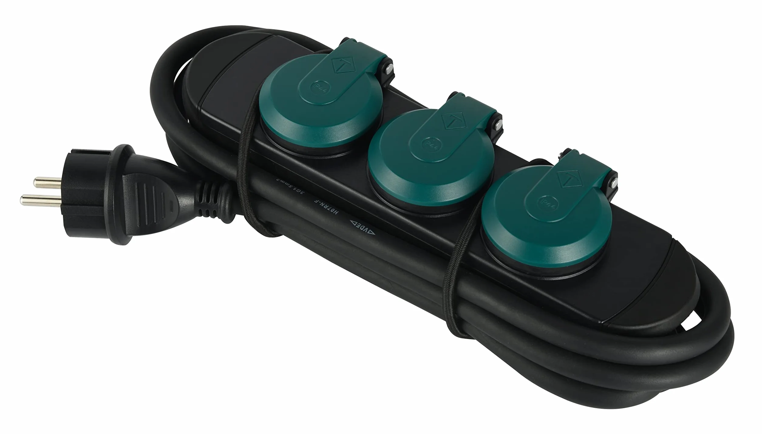 Electraline Bloc Multiprises Étanche Professionnel avec Enrouleur 3 Prises 16A Câble H07RN-F 3G1.5 mm² 1.4M IP44