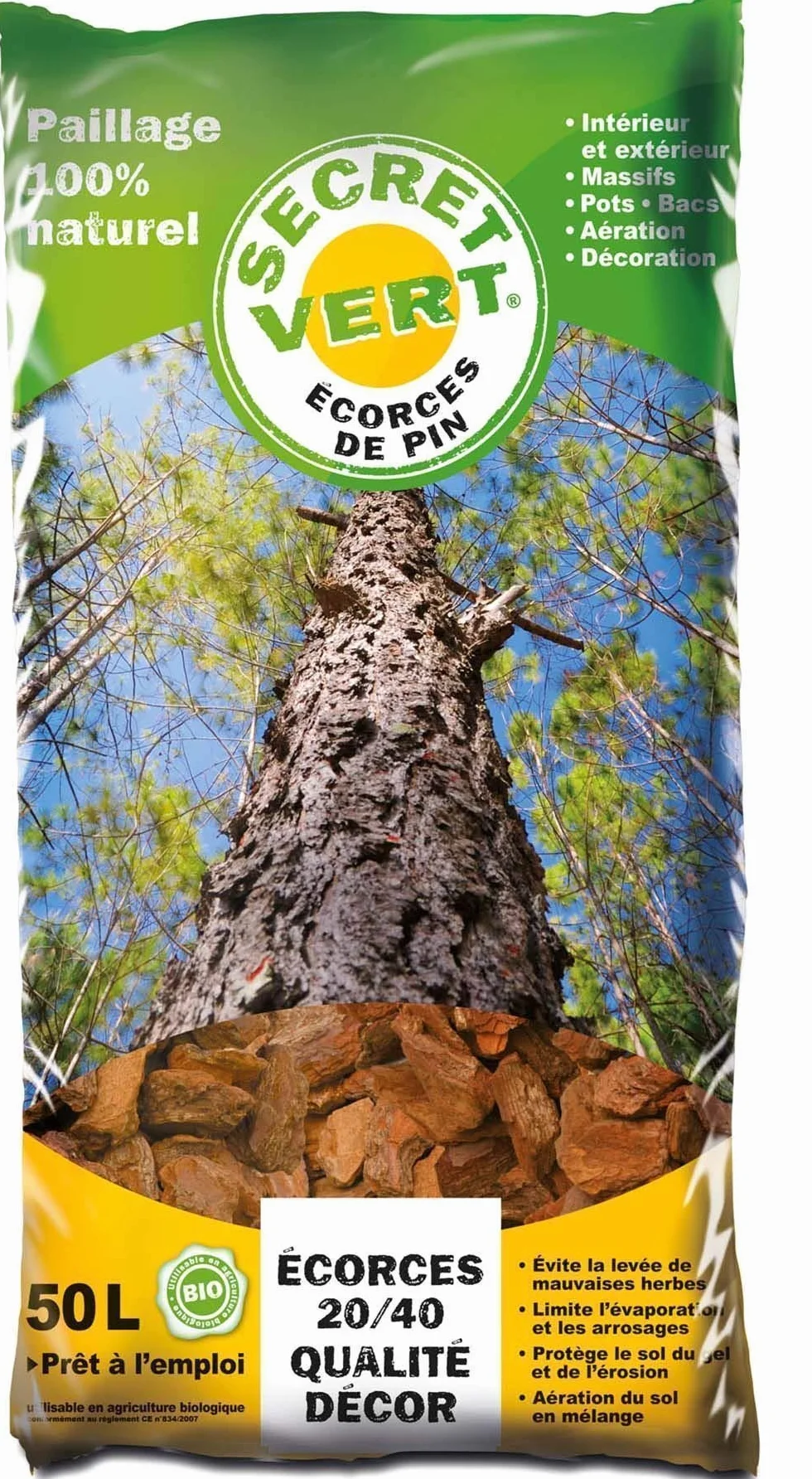 Ecorces de pin Maritime 20/40 qualité décor 50 litres