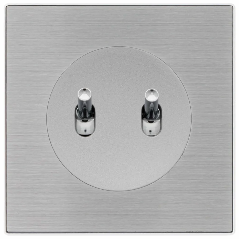 FONTINI Double va-et-vient ALU manette chrome DOM plaque simple métallisée gris