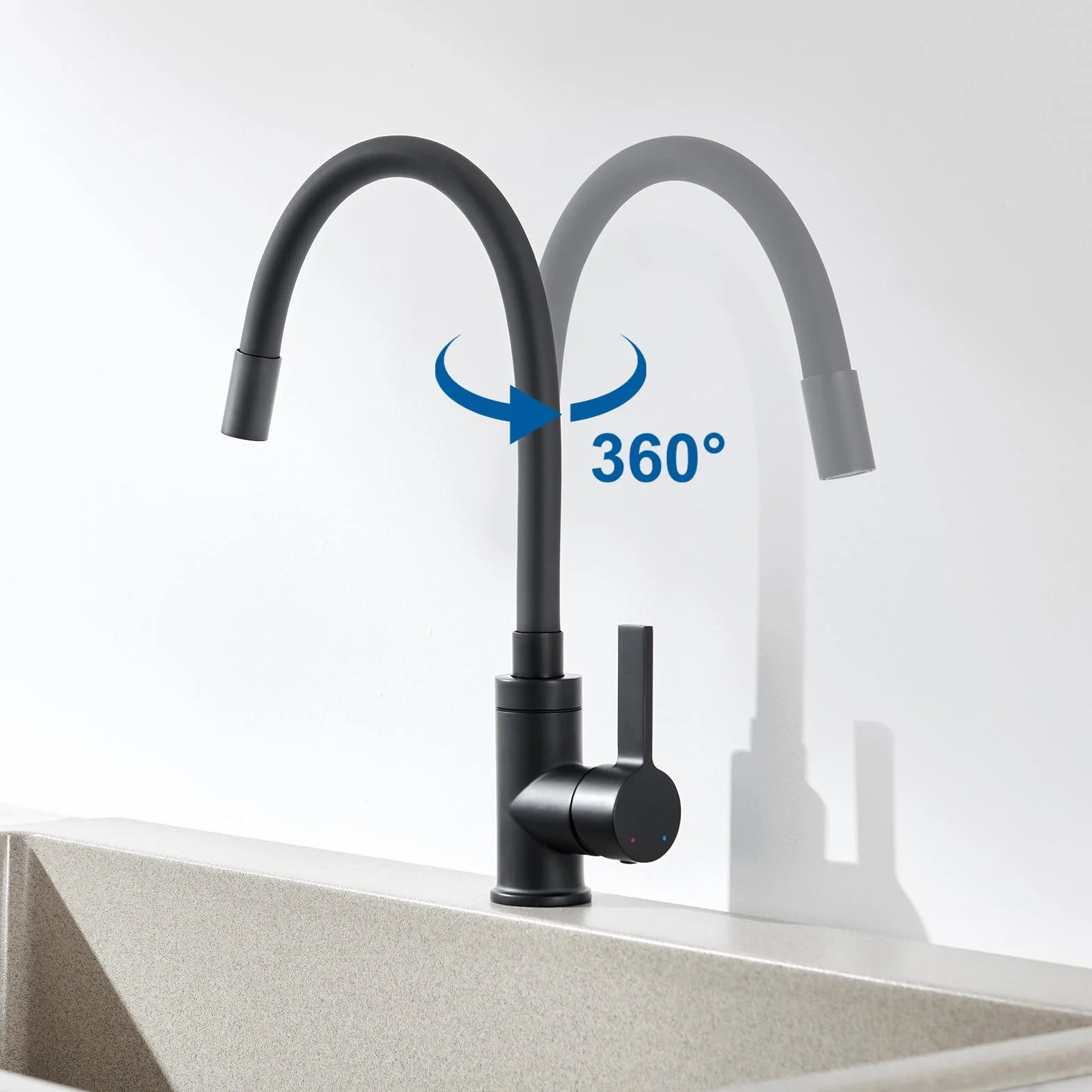 Mitigeur Cuisine Robinet d'Évier Flexible Noir Monocommande Eau Chaude Froide