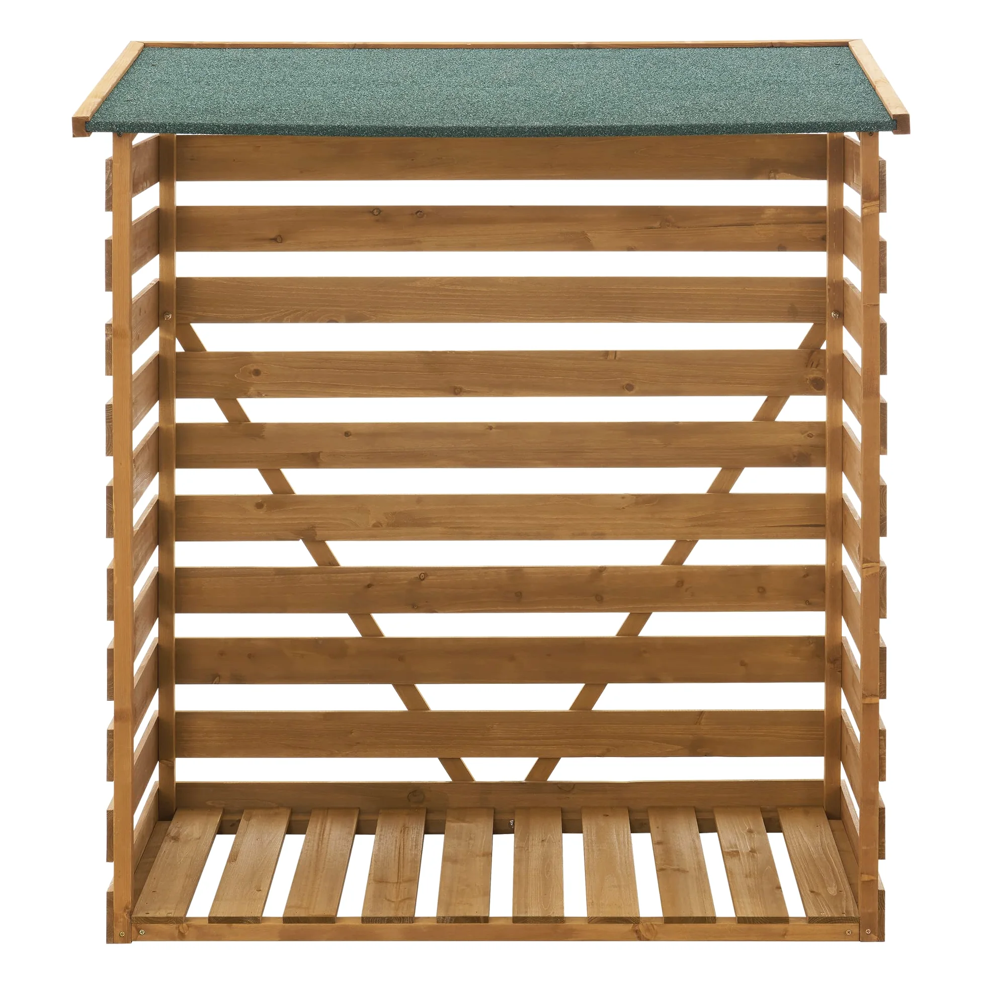 [en.casa] Abri-Bûches Couvert Résistante aux Intempéries Support Bois de Chauffage Range-Bûches pour Stockage Protection Pluie Robuste Extérieur Sapin Toiture Bitumé 123 x 116 x 64 cm Naturel Vert