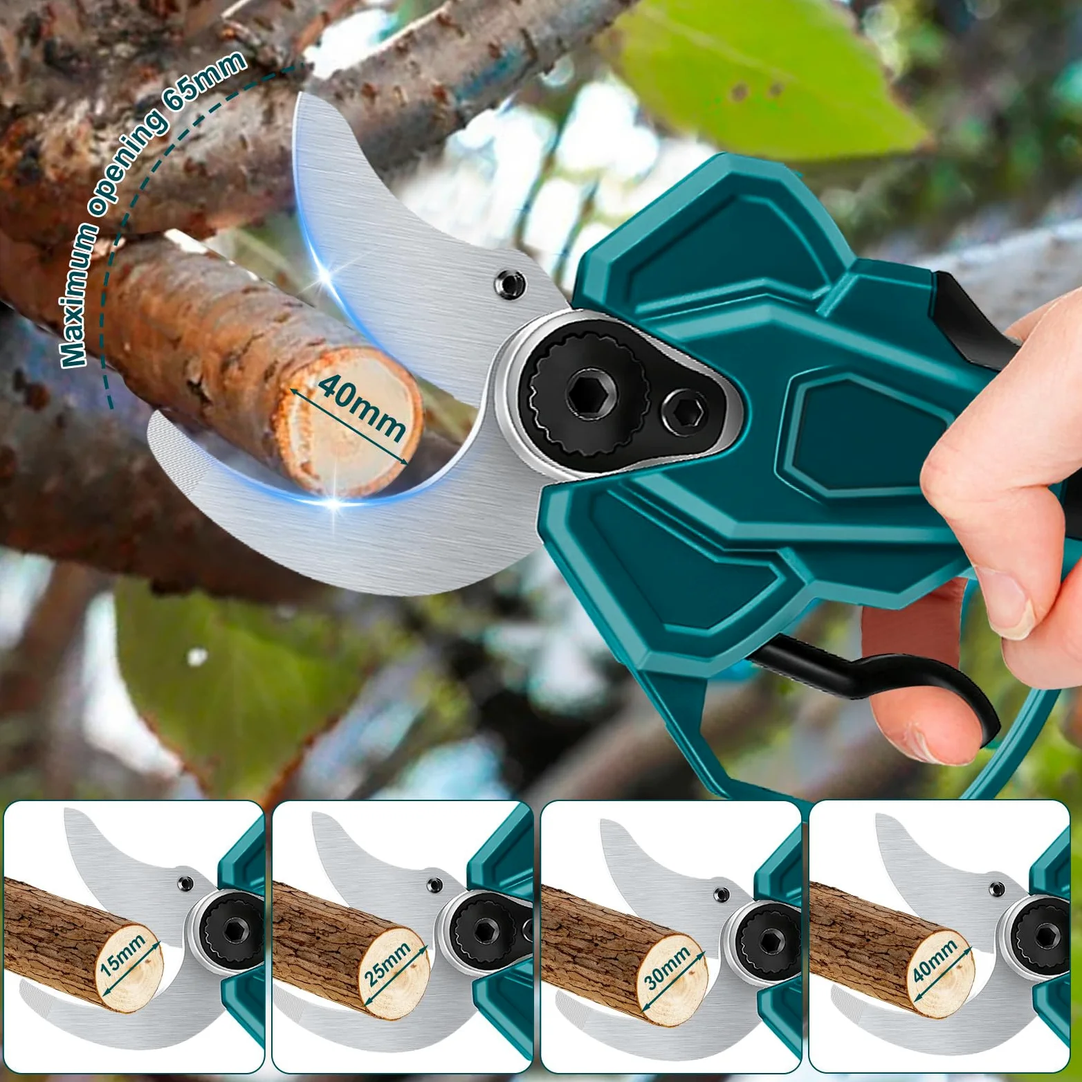 Sécateur Électrique Sans fil Compatible avec Makita 18 V (Sans batterie) ﻿ | 65mm Secateur à batterie Professionnel Secateur de Jardin avec LCD, Moteur Sans Balais pour Jardinage, Vigne, Arbre Fruitier