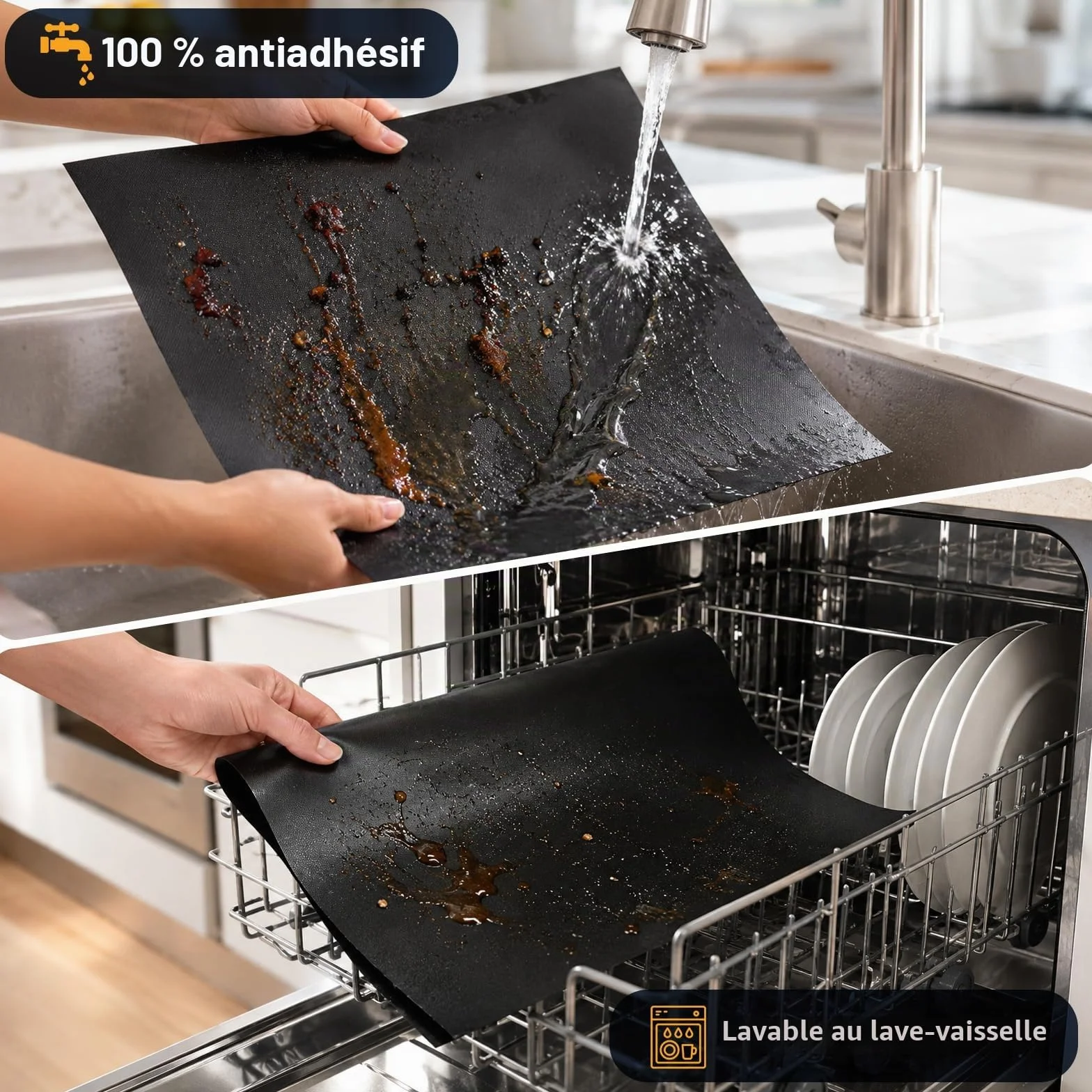 Homealexa Tapis de Cuisson Réutilisable Barbecue 5 Pièces 40x33 cm Antiadhésif Sans PFOA 260°C