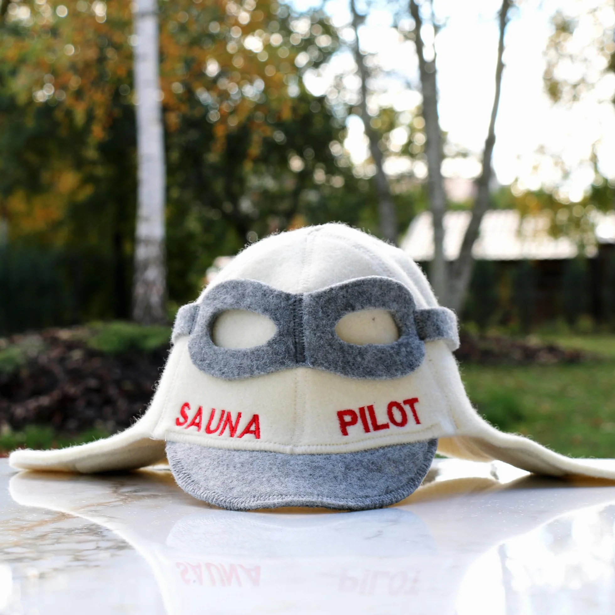 Chapeau de Sauna 'Sauna Pilot' Blanc - Chapeau en Feutre de Laine Biologique