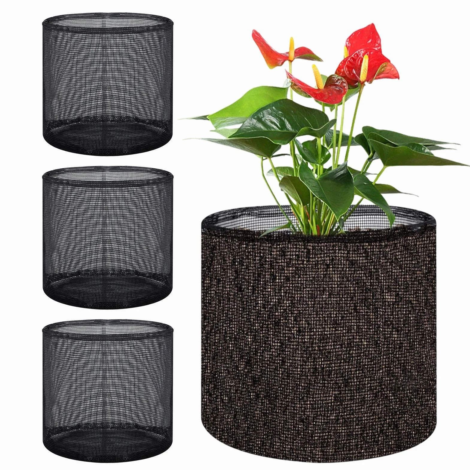 Lot de 4 paniers à plantes d'étang flottants pour plantes aquatiques, sacs de plantation respirants pour balcon, jardin aquatique, jardinières hydroponiques, bassin à carpes koï