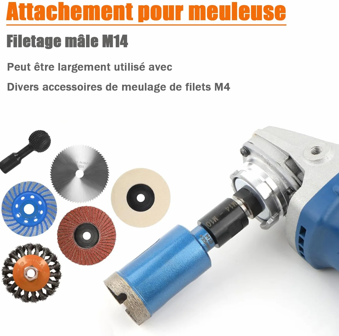 Adaptateur M10 Mâle à M14 Femelle pour Meuleuse d'angle Polisseuse Filetage Convertisseur
