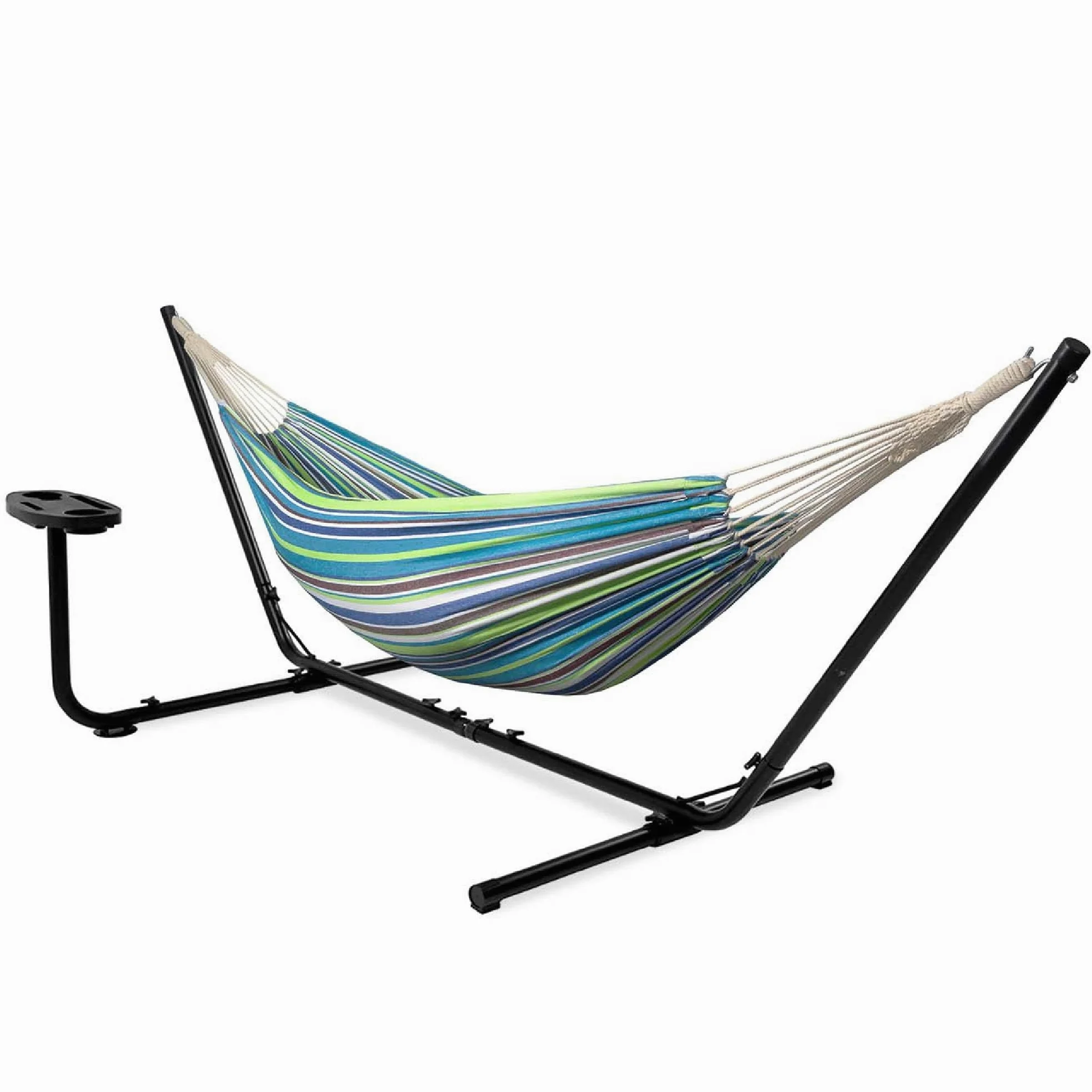 Vita5 Hamac avec Support – Support Réglable 290 à 330 cm – Grand Hamac en 80% Coton et 20% Polyester pour Jardin, Terrasse, Balcon et Camping – avec Sac de Transport