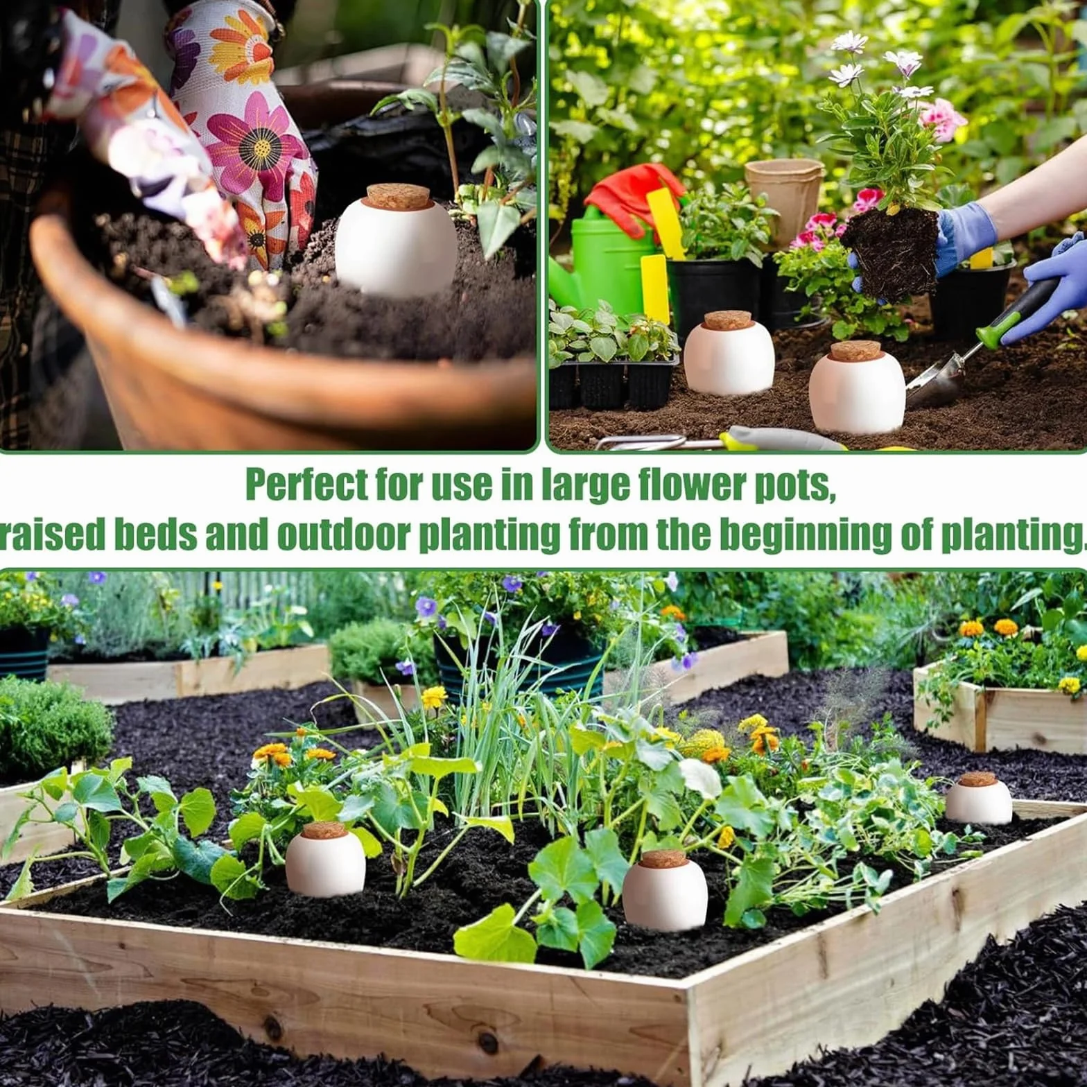 Oyas A Planter Terre Cuite Lot de 4 Ollas Arrosage Automatique pour Plante Intérieur Extérieur Cône en Argile