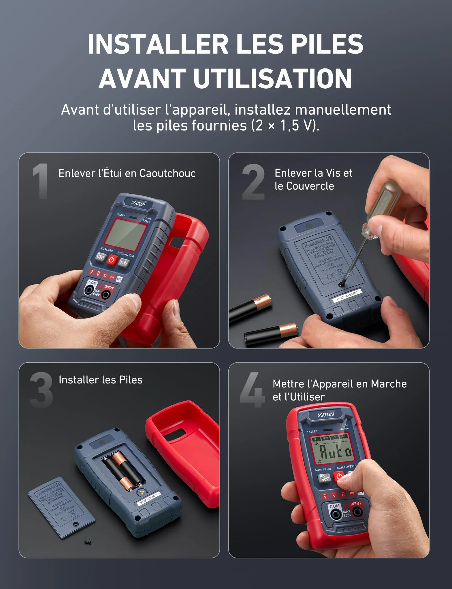 AstroAI Multimètre Numérique Intelligent 4000 Comptes, Voltmètre Précis, Gamme Automatique AC/DC, Tension sans Contact