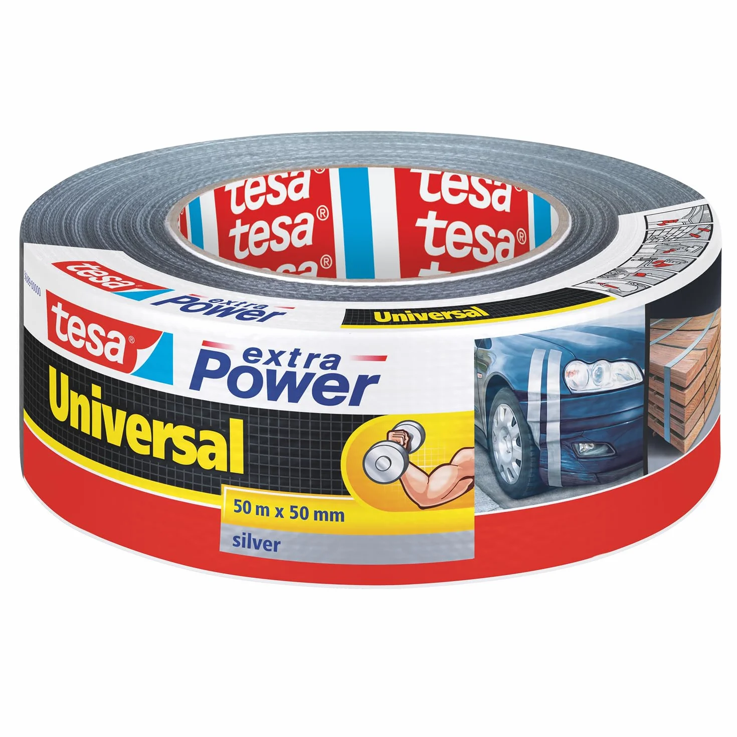 tesa extra Power Universal Ruban Adhésif Toile Gris 50 m x 50 mm 1 Rouleau
