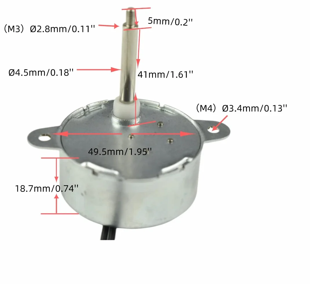 CHANCS moteur synchrone TYC-40 DC 12V 5 tr/min arbre 46mm pour ornement Fiber optique