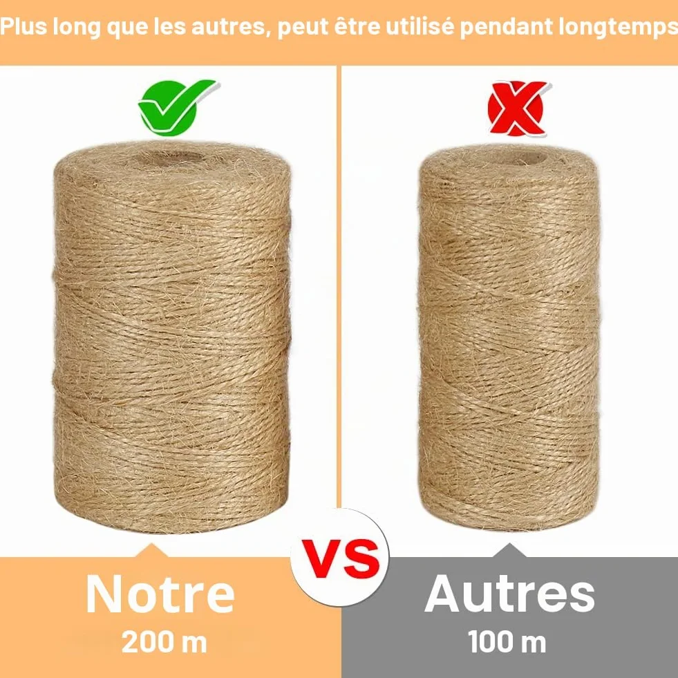 Vivifying Ficelle de Jute Marron 200 m pour Jardin, Images, Plantes, Bricolage