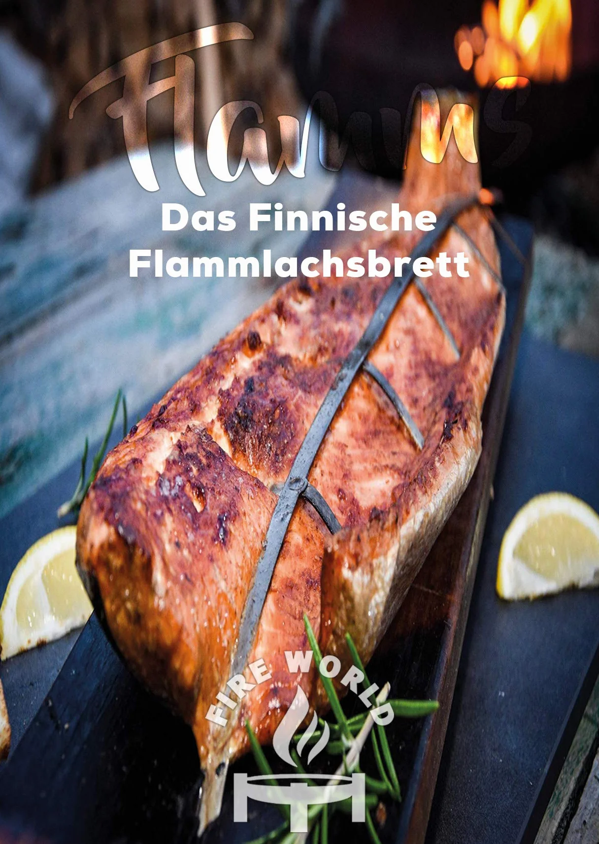Fire World - Lot de 3 planches à saumon flammé - Planche à saumon flammé avec support en acier inoxydable - Planches à saumon en hêtre - Planche à saumon - Brasero - Planche à fumer - Fabriqué en