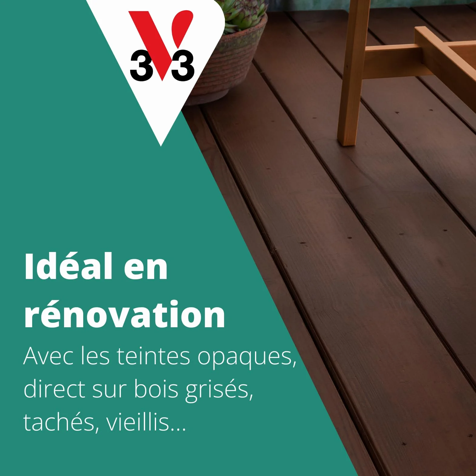 V33 Saturateur bois extérieur Naturel mat 5L - Haute résistance eau chlorée, UV et graisse - Sans essuyage et non glissant