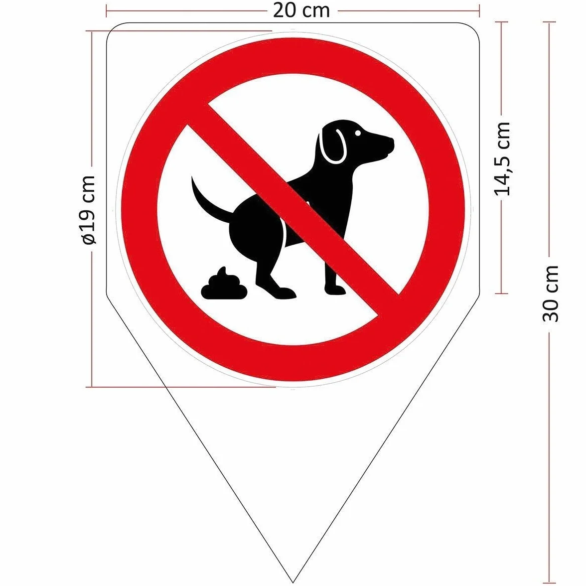Panneau à piquer interdiction de laisser les chiens faire leurs besoins 20 x 30 cm