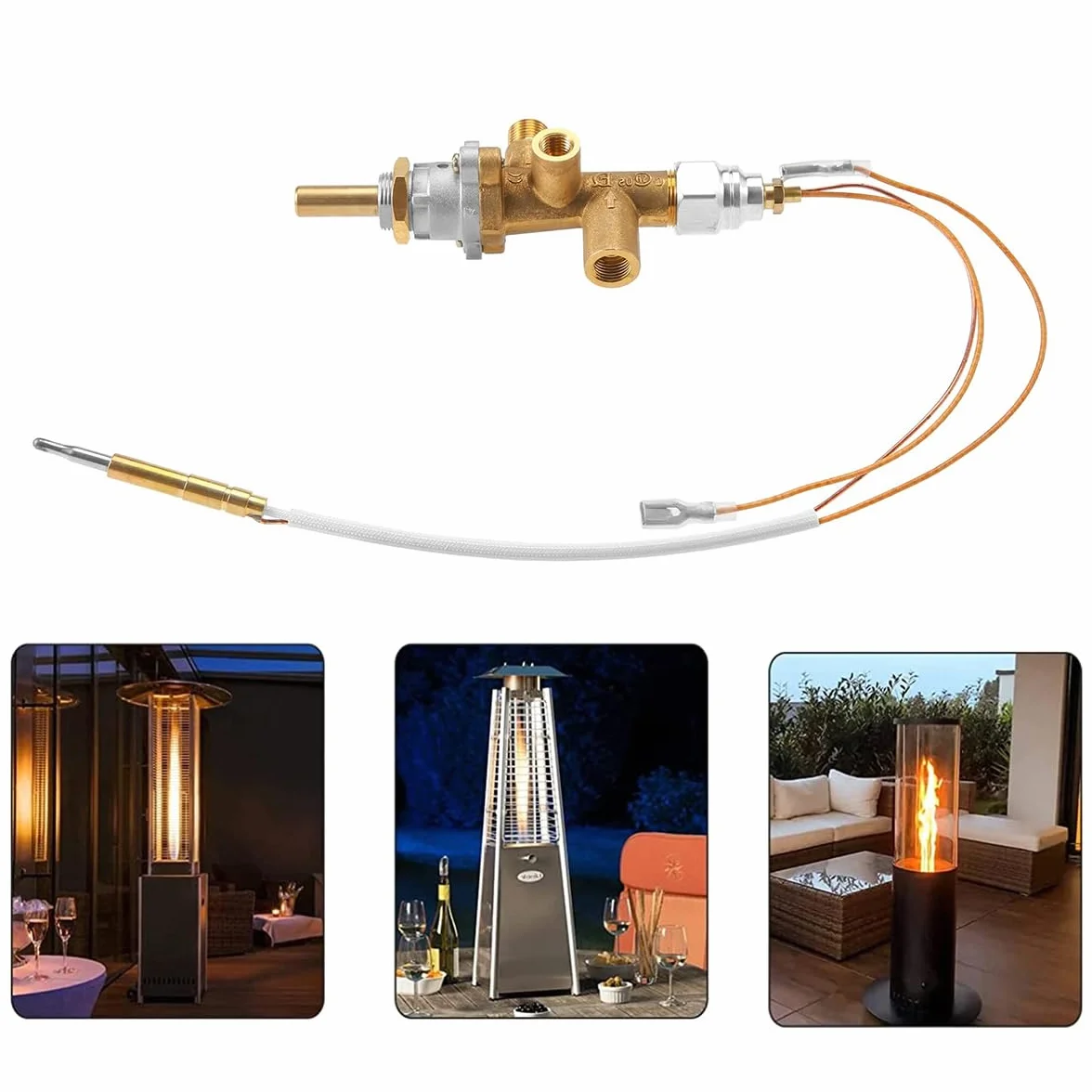 Vanne de commande de chauffage de terrasse à gaz, capteur de thermocouple, bouton de commutateur de décharge, ensemble de ports pilotes de commande de foyer au propane