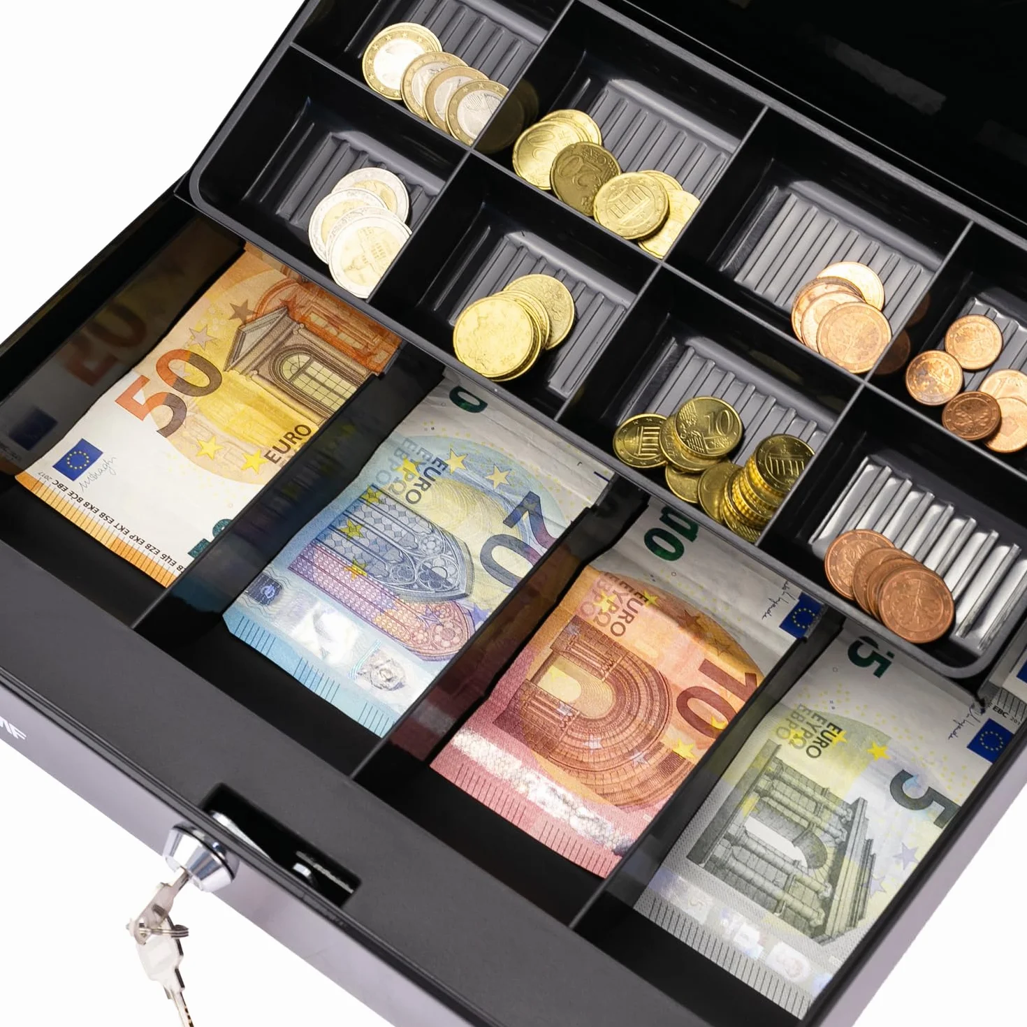 HMF Caisse à monnaie verrouillable, 30 x 24 x 9 cm, Noir