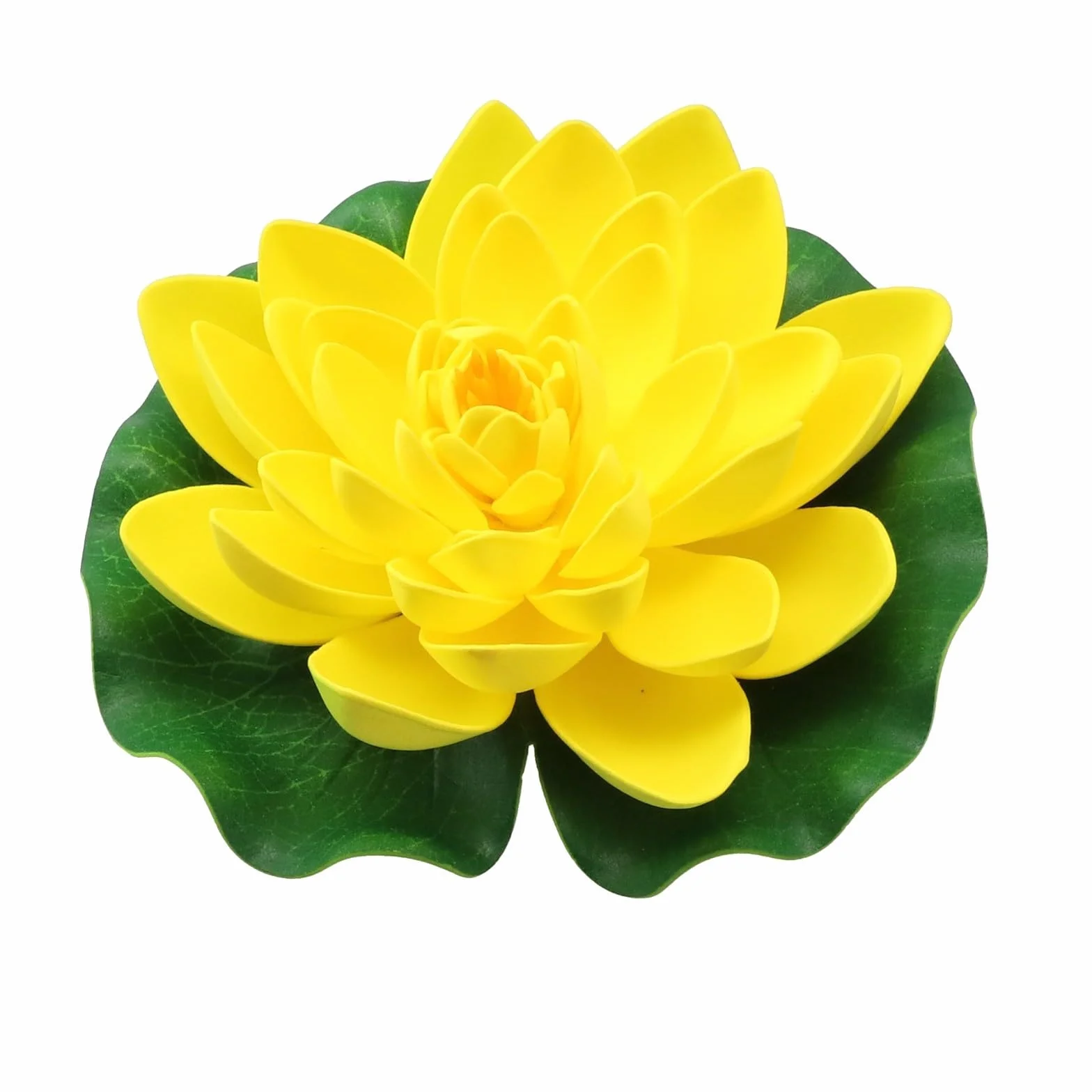 Fleur de lotus flottante artificielle de 17,8 cm - Grand nénuphar pour tampons, étang, piscine, décoration de jardin, aquarium, maison, mariage - 1 pièce - Blanc (jaune)