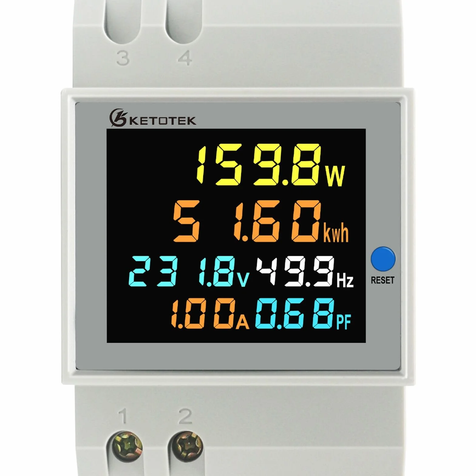 KETOTEK Compteur d'énergie numérique monophasé AC40-300V 100A DIN Rail Type CT