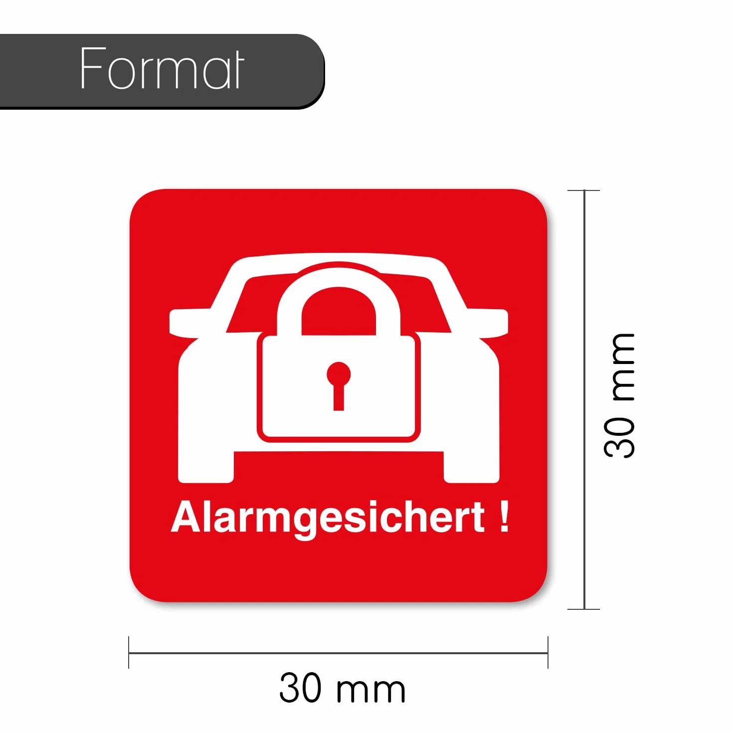 iSecur Autocollant Alarme Active 30x30 mm Rouge Blanc Anti-intrusion