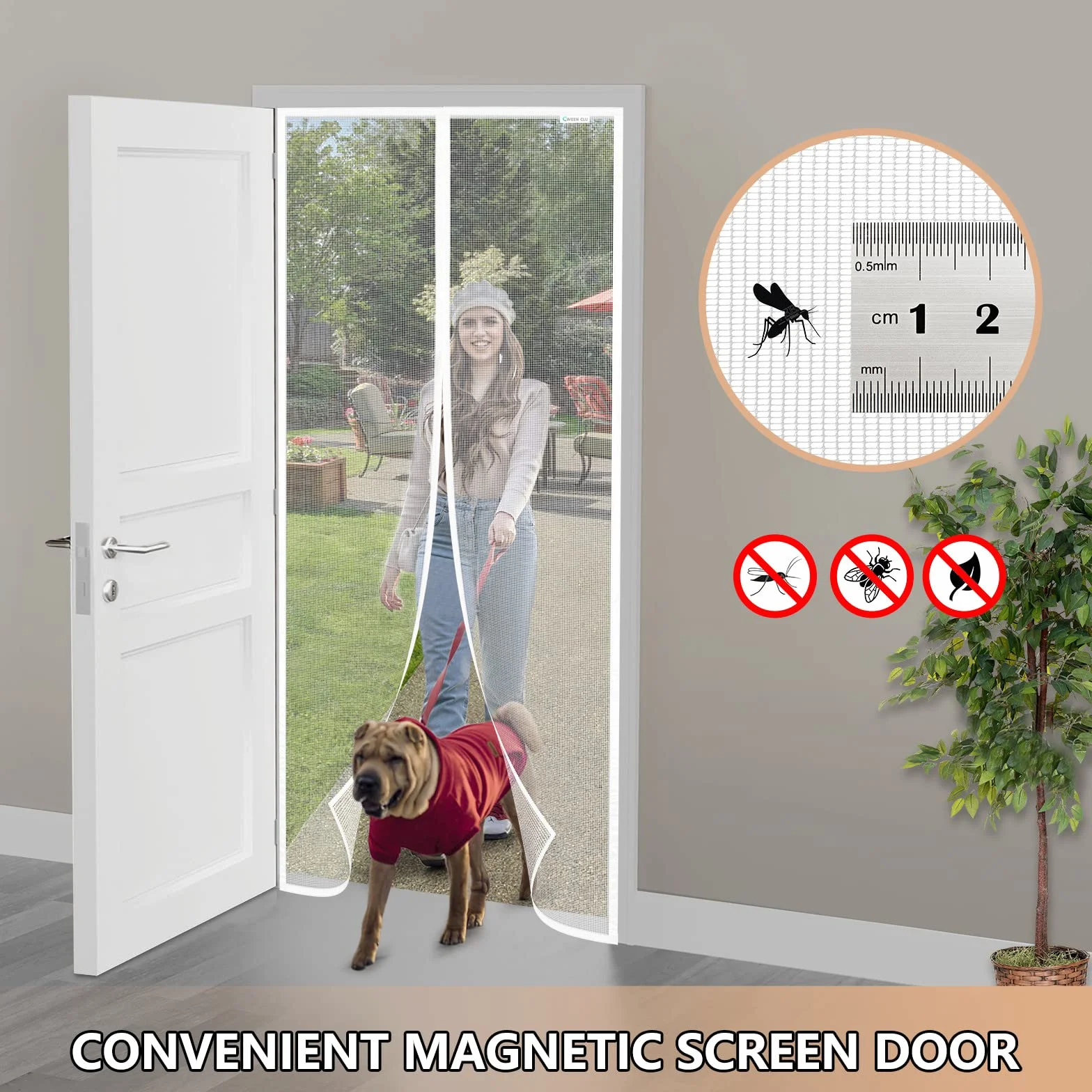 Moustiquaire Porte Fenetre Magnétique 140x220 cm, Rideau Anti Moustique - Blanc