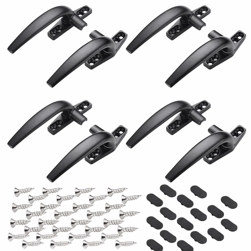 Poignées de verrouillage de fenêtre en alliage d’aluminium, 8 pièces, noir, universelles avec vis de fixation