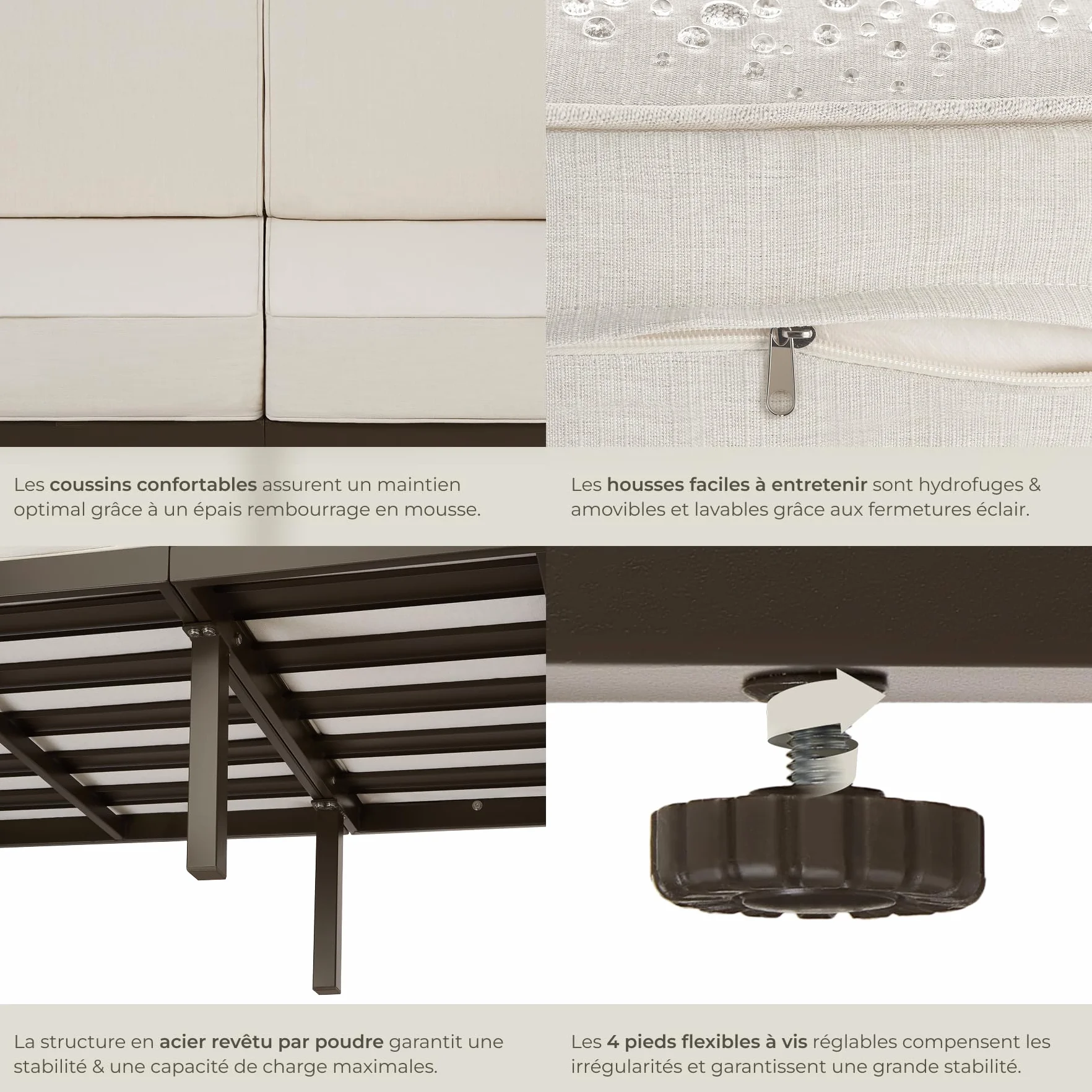 tectake® Salon de Jardin Exterieur Canapé 2 Places Banquette de Jardin Coussins épais Inclus Cadre en Acier laqué époxy Mobilier Canape Exterieur Amenagement Balcon Terrasse Veranda Maison