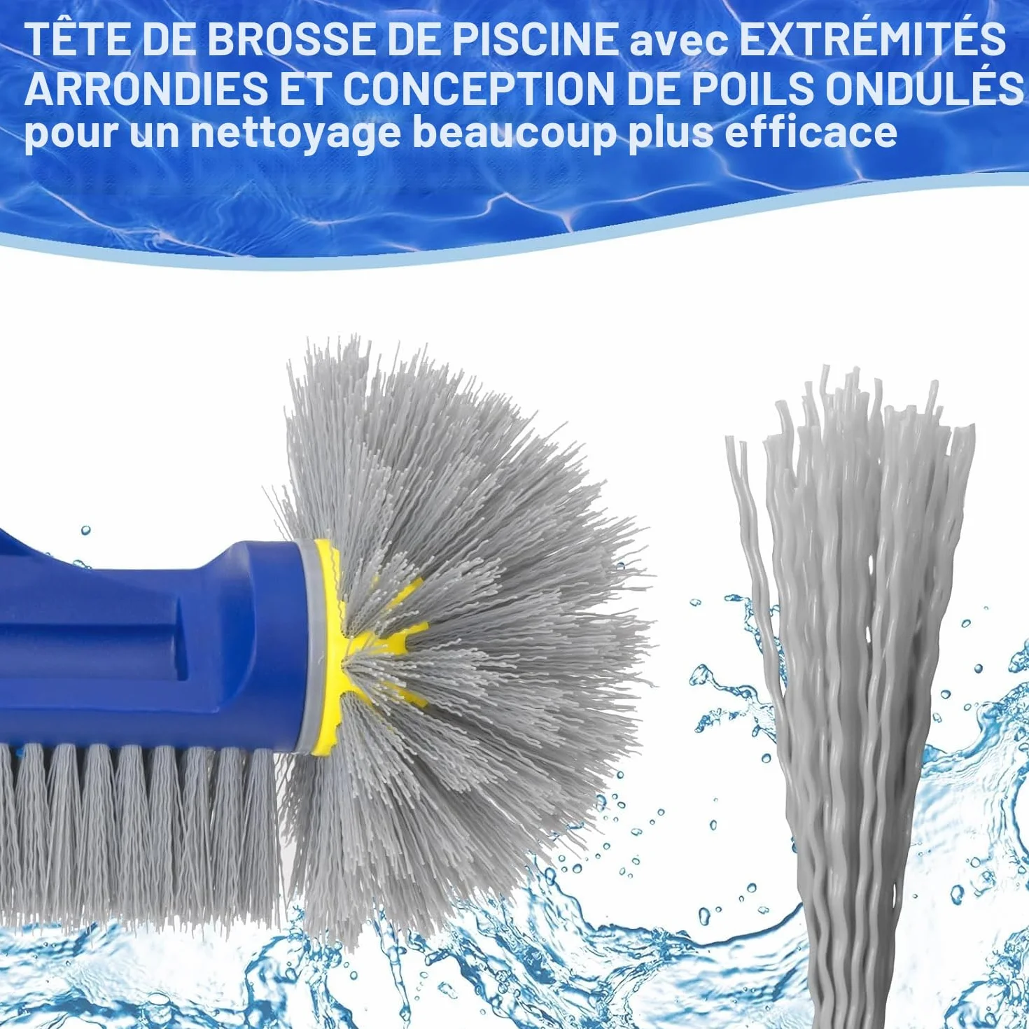 Brosse de piscine 45 cm POOLAZA pour piscine enterrée/hors sol, nettoyage mural robuste