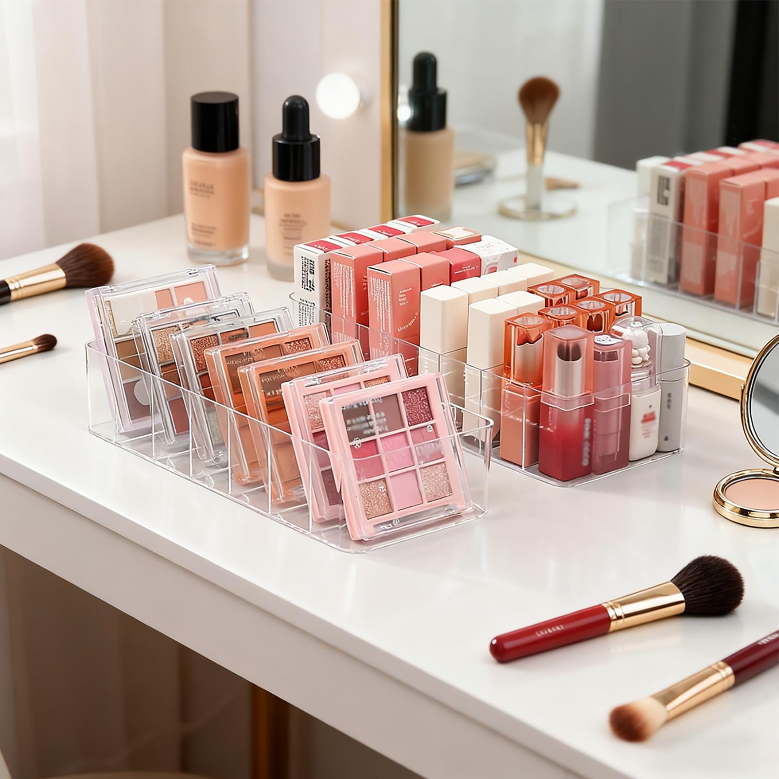 Clear Acrylic 7-Section Cosmetic Organizer