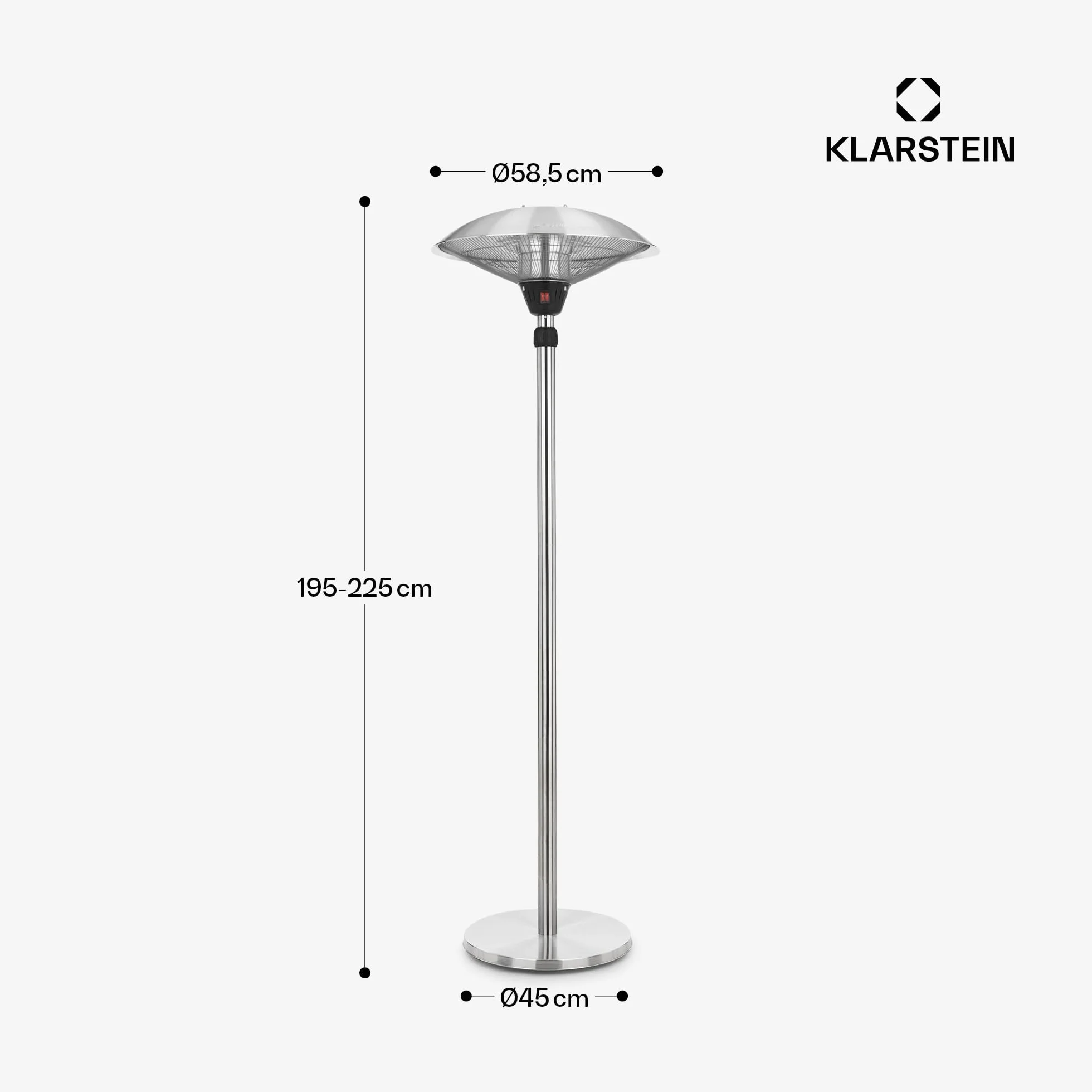 Blumfeldt Heat Guard Parasol - Chauffage extérieur infrarouge 2100W, Radiateur sur pied, IP44 Argent