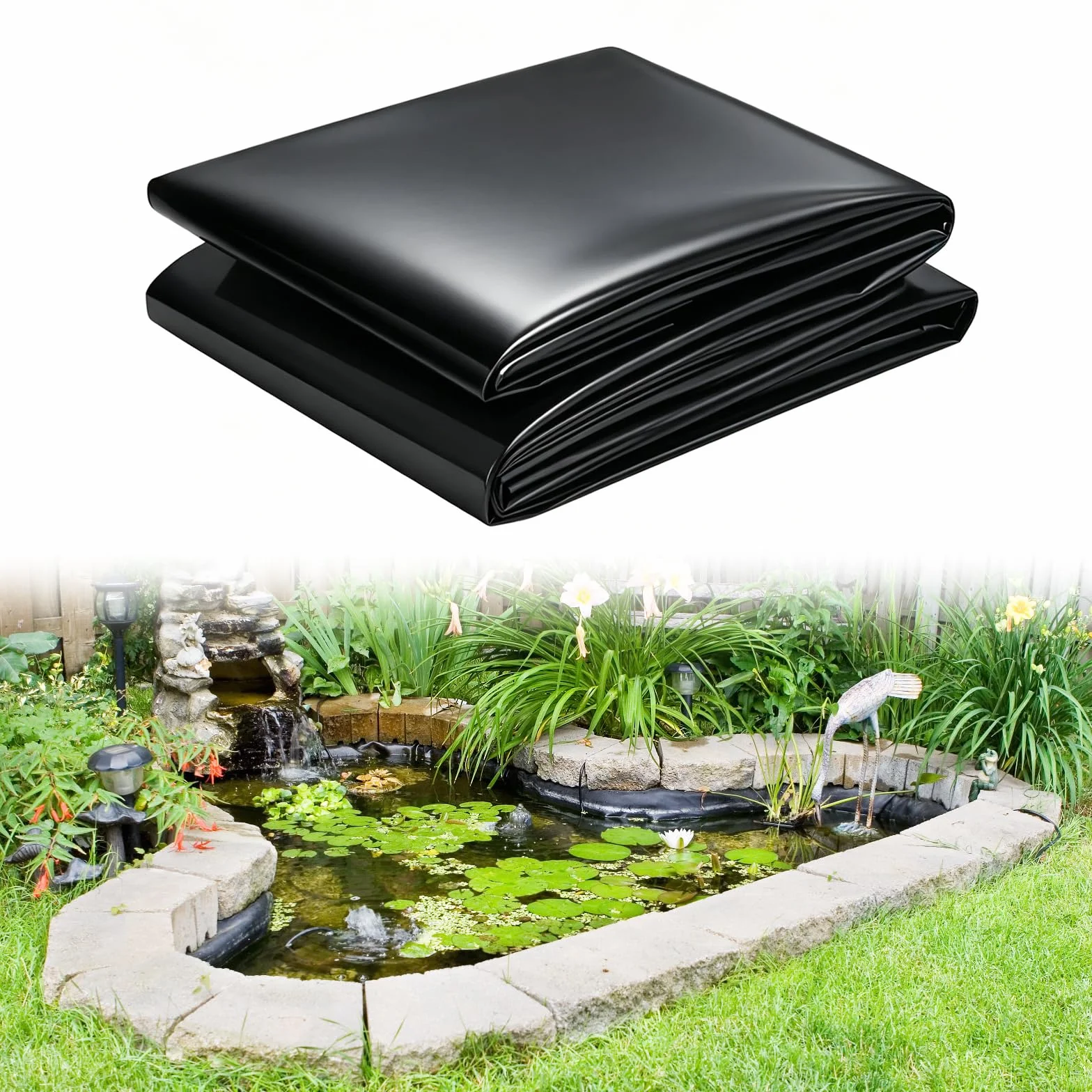 Bâche pour bassin en polyéthylène haute densité 2 x 2 m imperméable résistant aux intempéries noir
