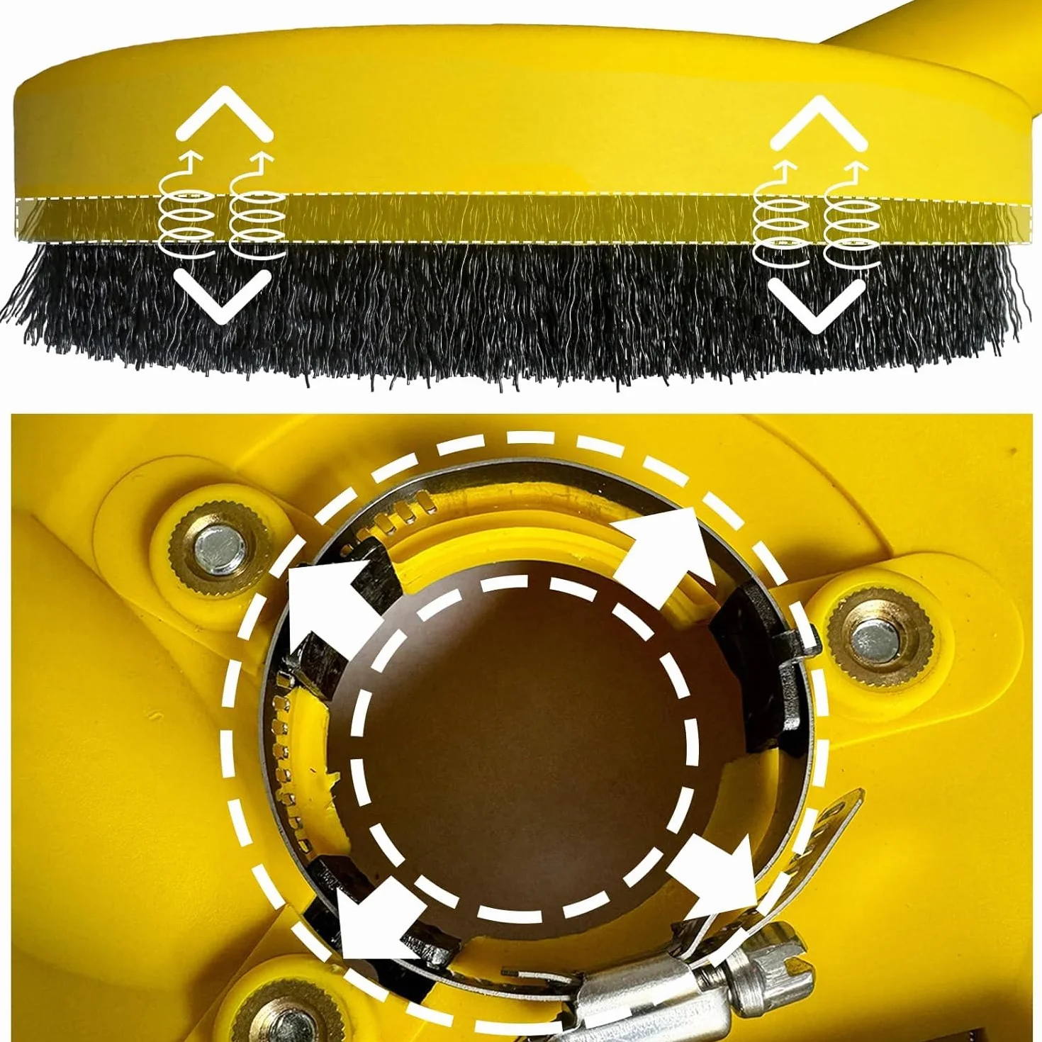 FANZTOOL Carter d'aspiration pour Meuleuse 125 mm, Disque de Ponçage Béton, Brosses à Ressort Améliorées