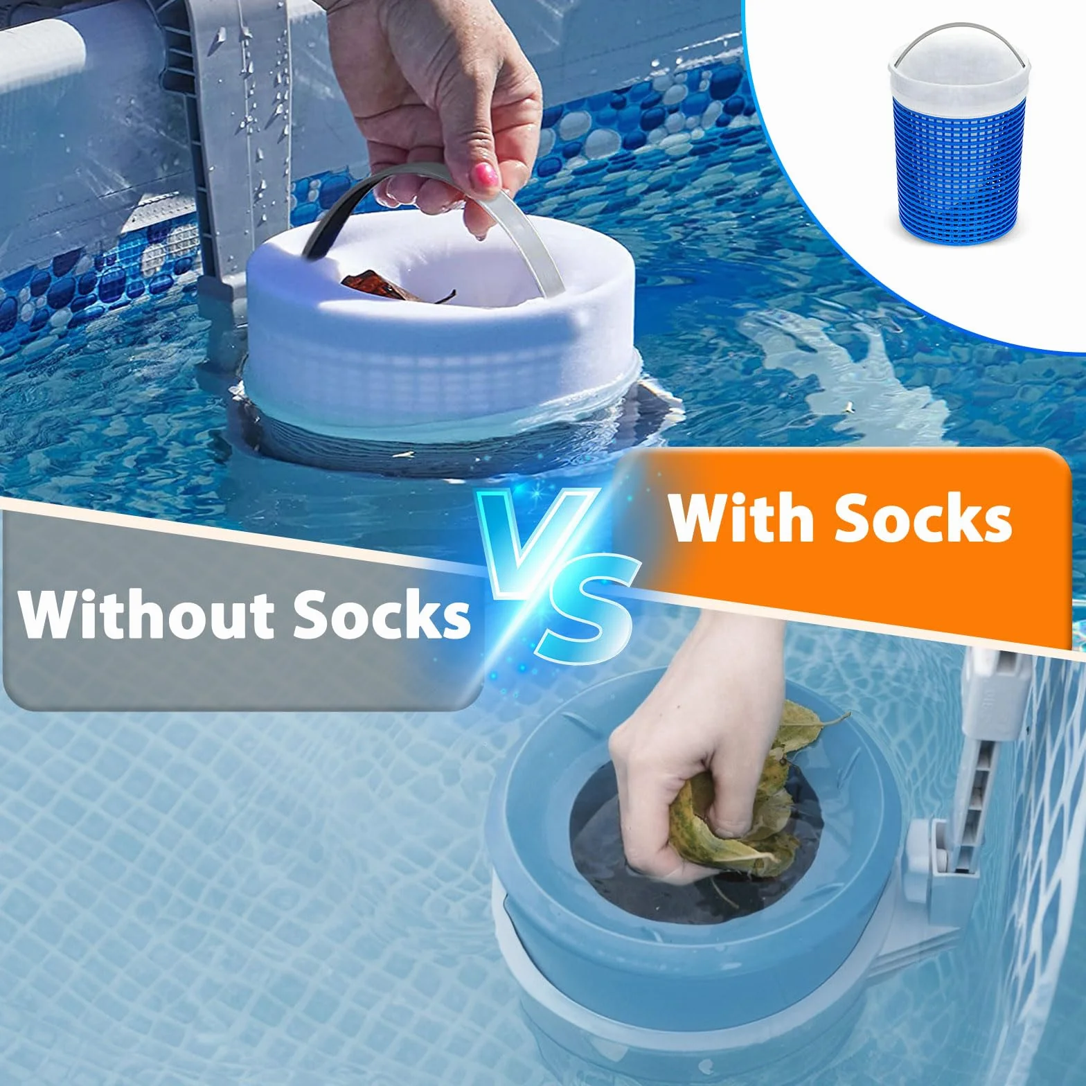 Skimmer pour Piscine Hors Sol avec 10 Chaussettes, Panier Flottant pour Piscine Gonflable Intex