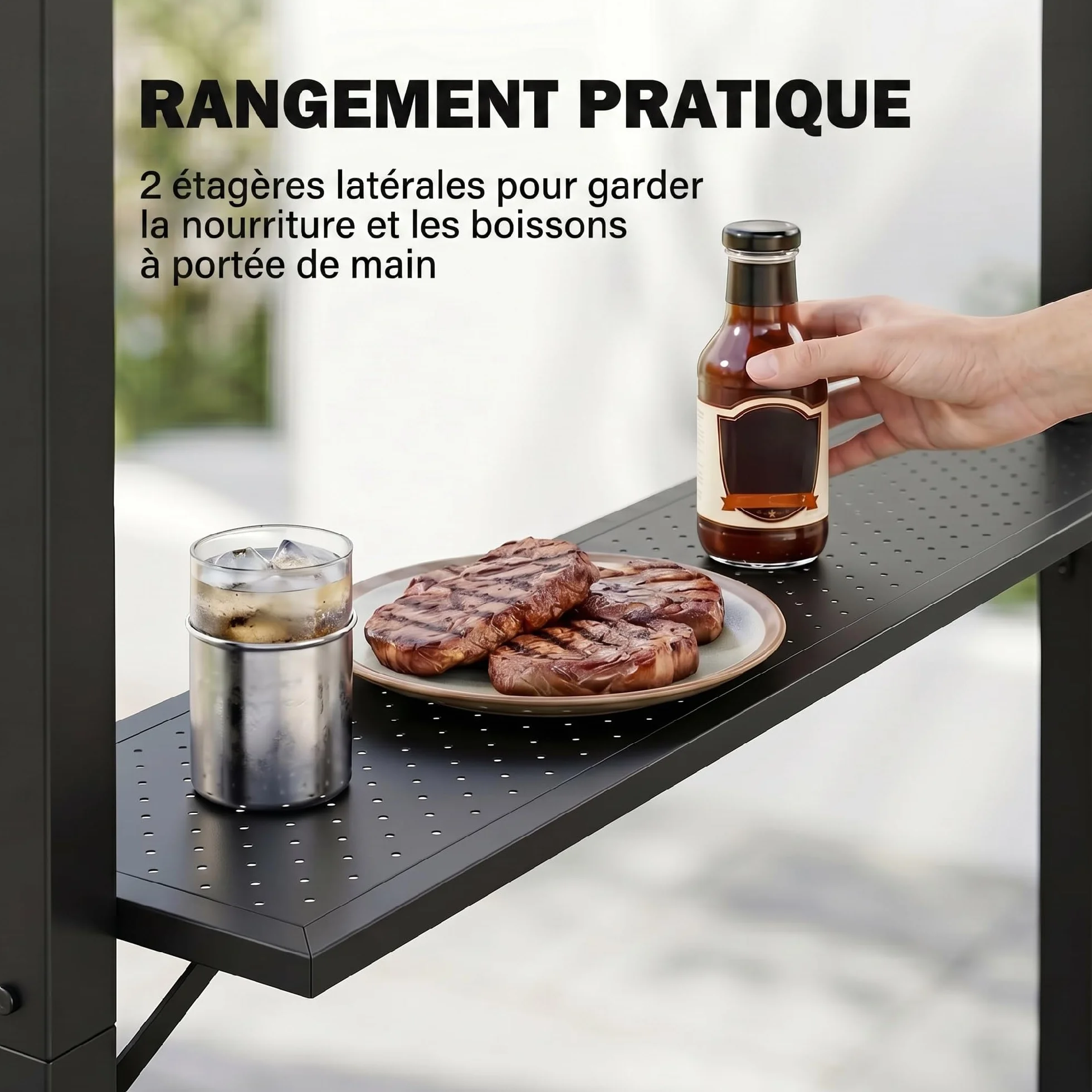 Outsunny Pavillon Jardin 2,5 x 1,5 m Abri Barbecue Toit Polycarbonate Métal Noir