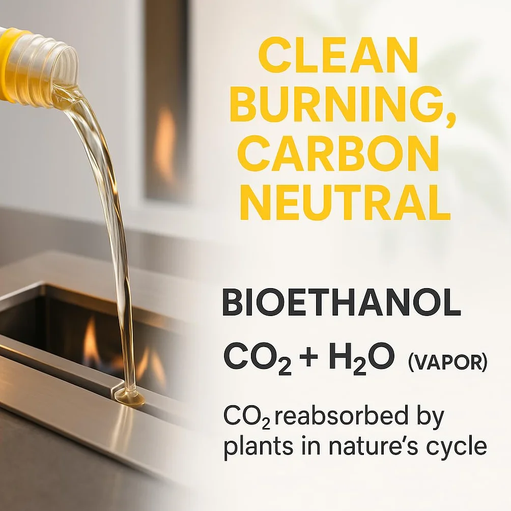 GiDeli Bioéthanol 96,6% Inodore 1 litre pour cheminée de table, intérieur et extérieur