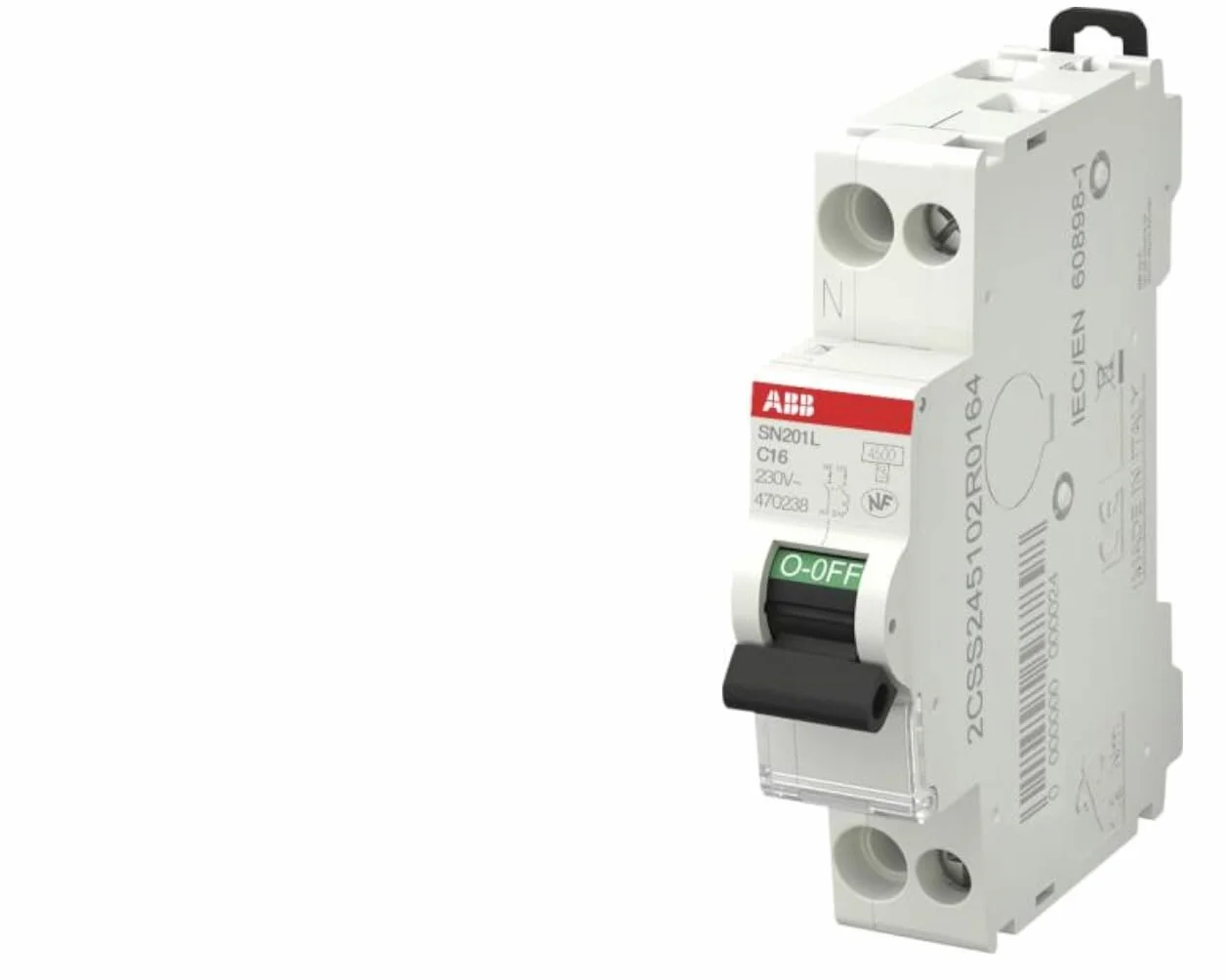 Disjoncteur Ph+N 16A 4,5kA Raccordement Vis