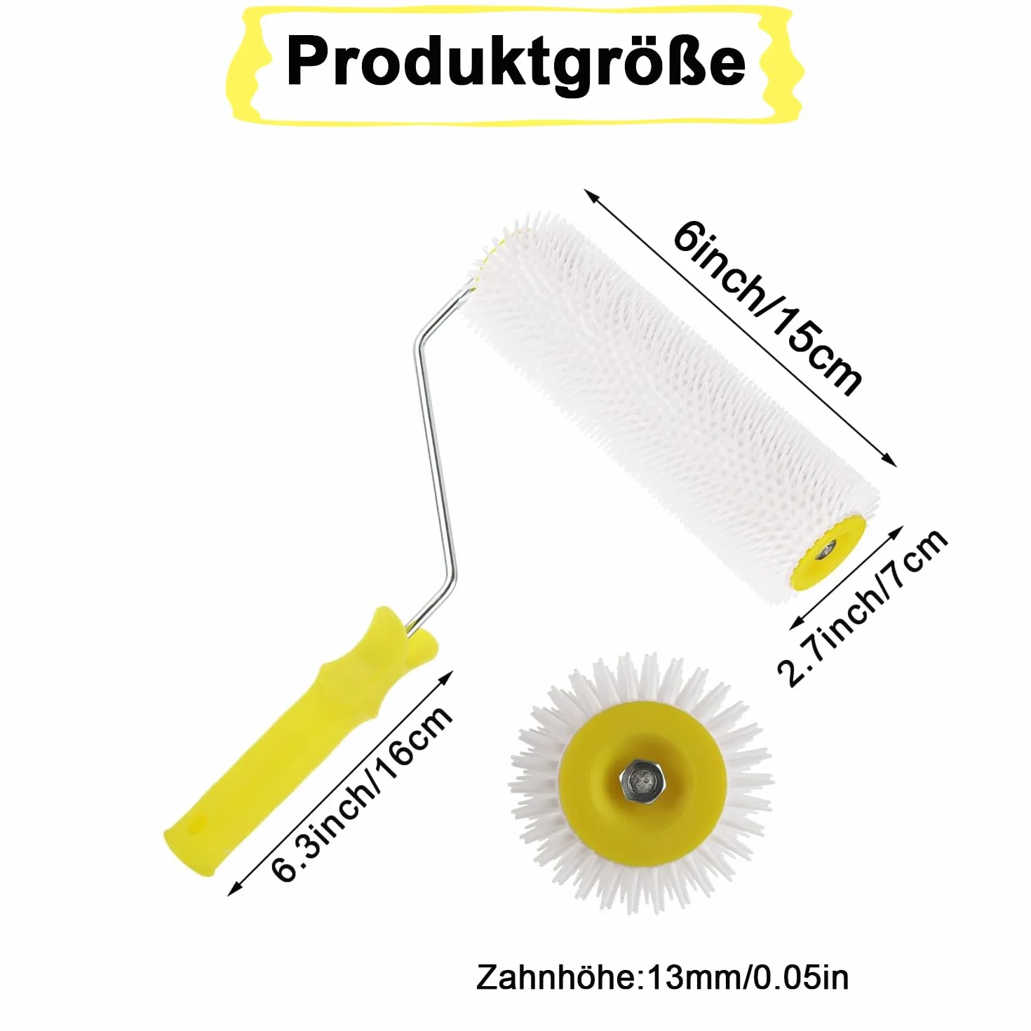 Rouleau à pointes 15 cm pour sols autonivelants, époxy, latex, dissolvant de bulles