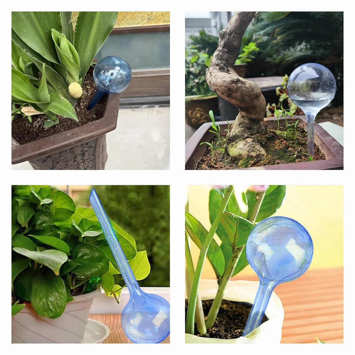 Lot de 18 boules d'irrigation pour plantes, petites plantes, 13 x 5 cm, boules d'irrigation, boules d'irrigation, pour l'intérieur et l'extérieur, vert + transparent