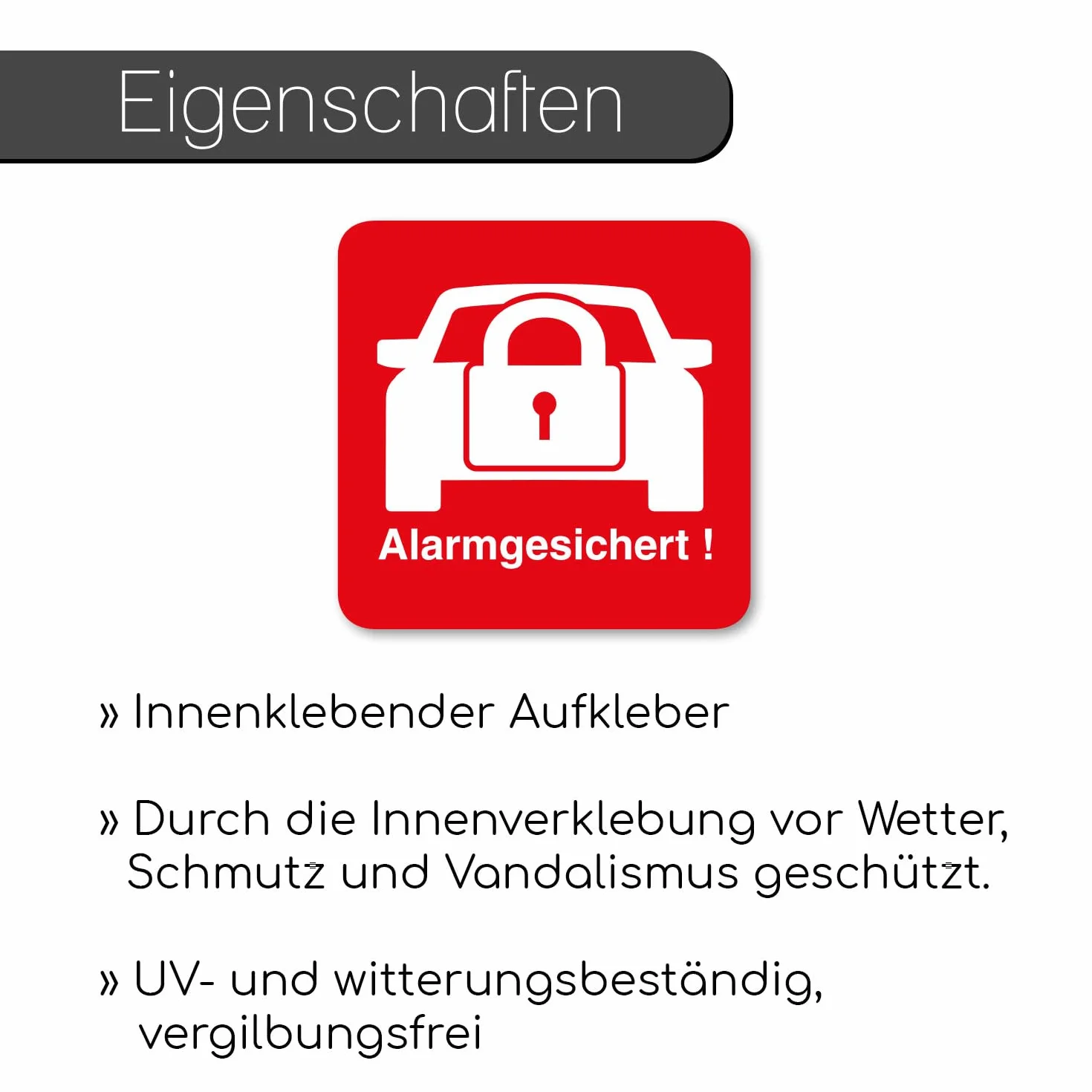 iSecur Autocollant Alarme Active 30x30 mm Rouge Blanc Anti-intrusion