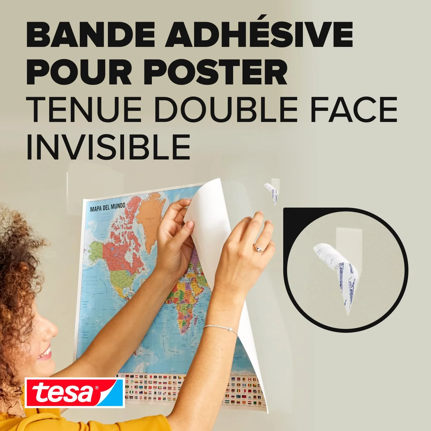 Tesa Powerstrips POSTER Bandes adhésives Double-Face Auto-adhésif Réutilisable 200 g 20 Pièces