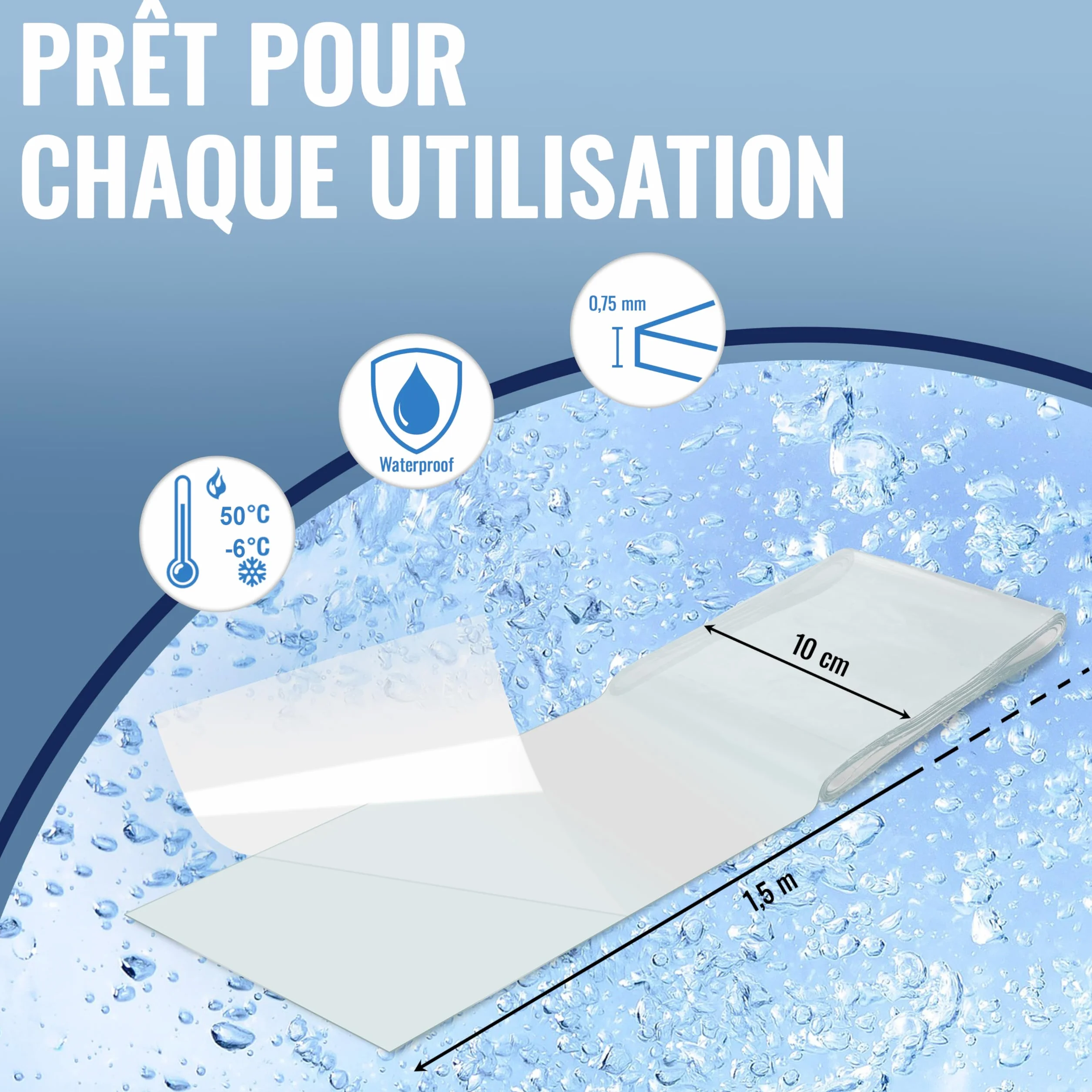 Bande imperméable transparente POPPSTAR 10cm x 150cm Ultra Fort réparation piscine tuyaux étanchéité auto-adhésive