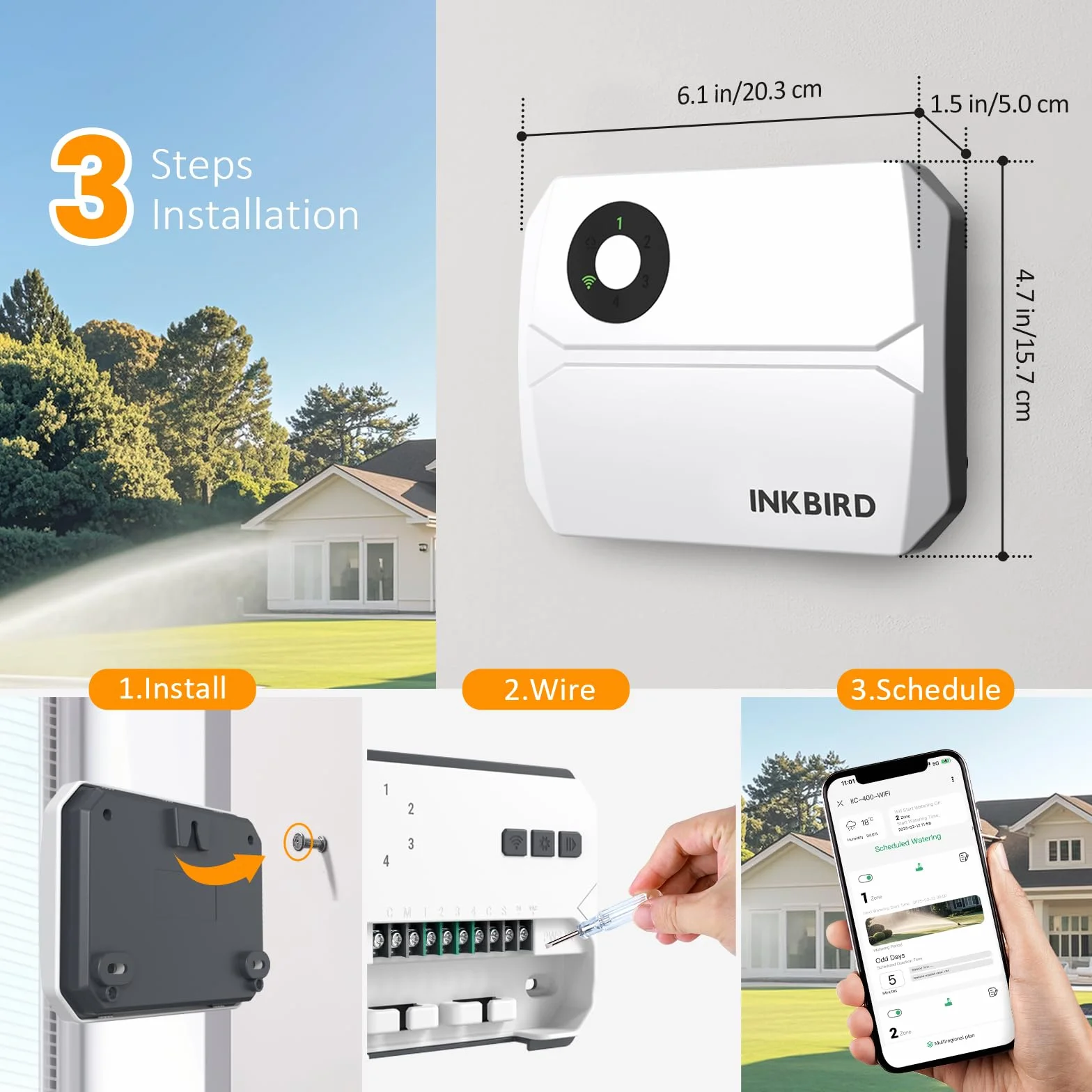 Inkbird Programmateur Arrosage WiFi 4 Voies, Minuteur Arrosage Automatique Jardin Intelligent Contrôle APP