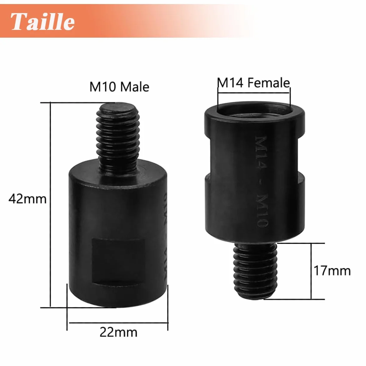 Adaptateur M10 Mâle à M14 Femelle pour Meuleuse d'angle Polisseuse Filetage Convertisseur